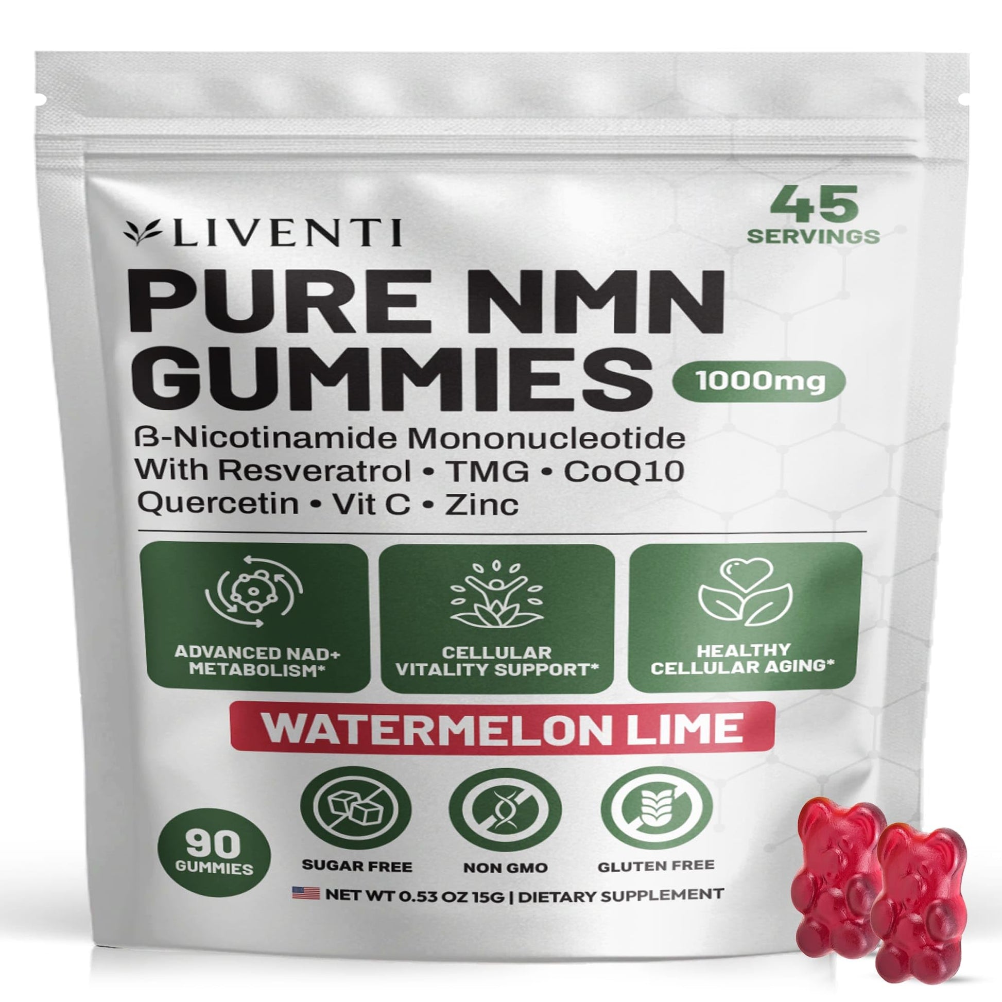 LIVENTI NMN Gummies 1000mg, 90 Gummies