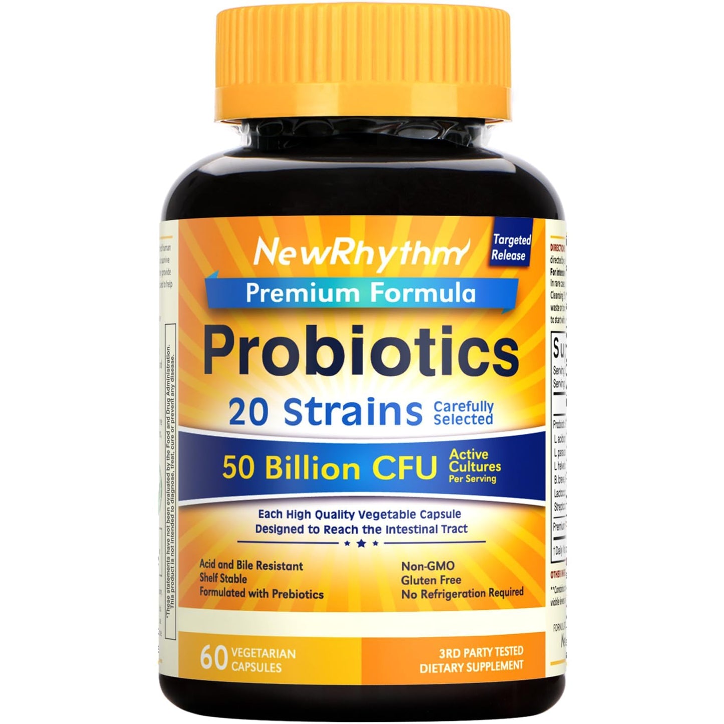 NewRhythm Probiotics 50 Billion CFU 20 Strains Capsules 60