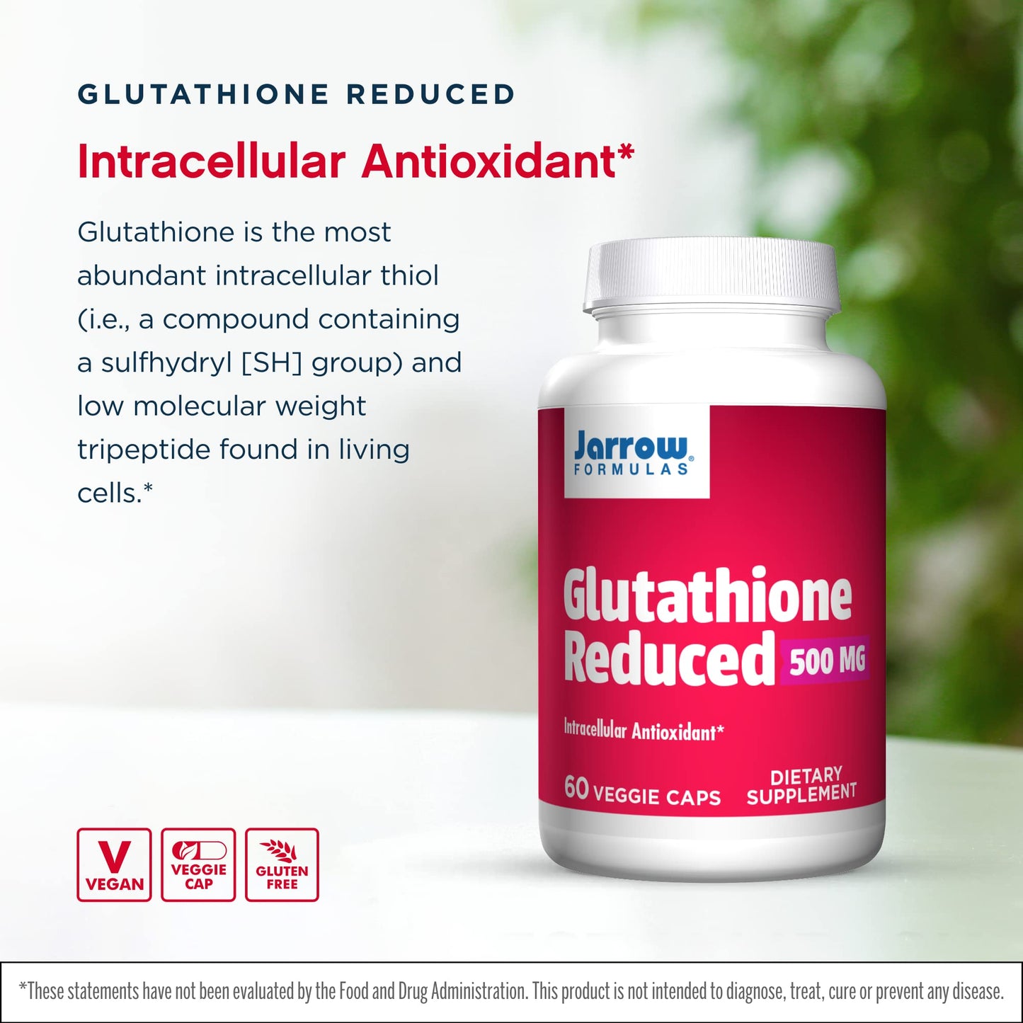 Jarrow Formulas Glutathione Reduced 500 mg Capsules 120 Capsules