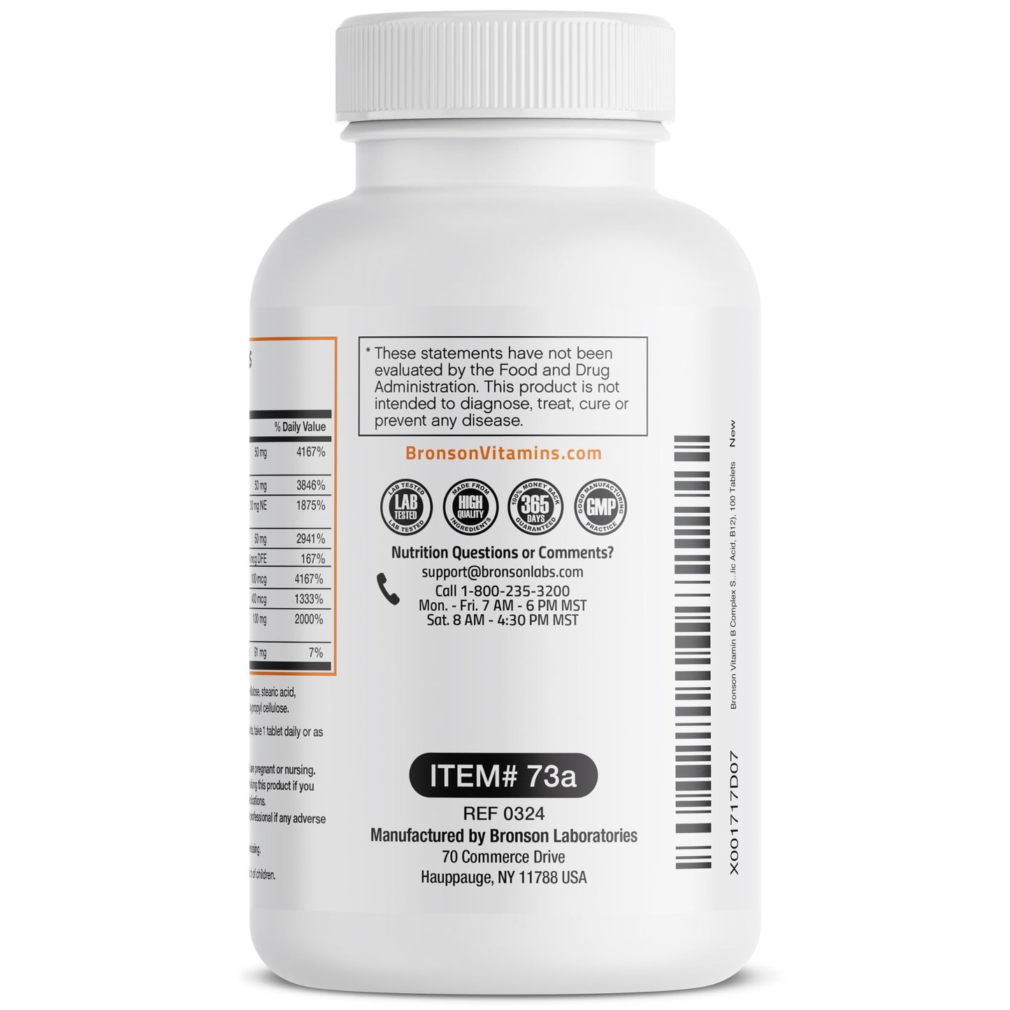 Bronson Super B Vitamin B Complex Sustained Slow Release, 100 Tablets