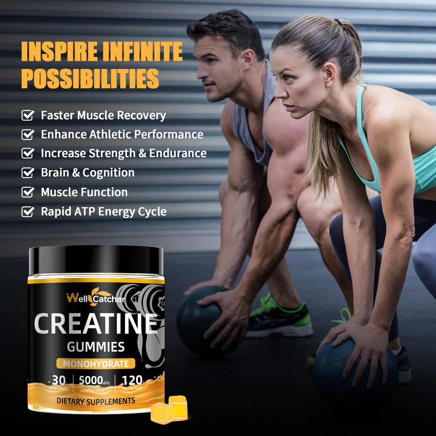 Wellcatcher Creatine Monohydrate Gummies 120 Count