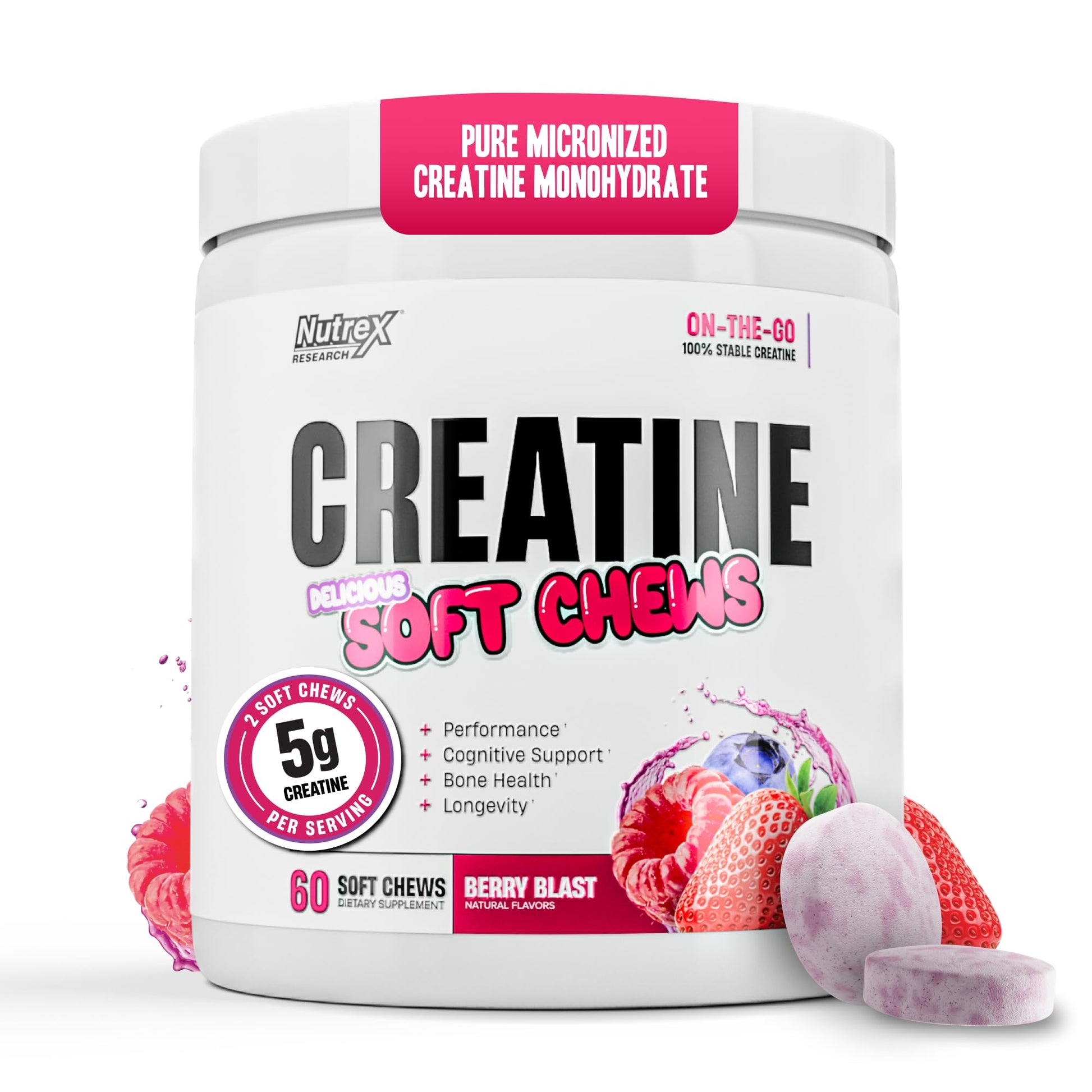 Nutrex Research Essentials Creatine Soft Chews Chewable, 60 Count