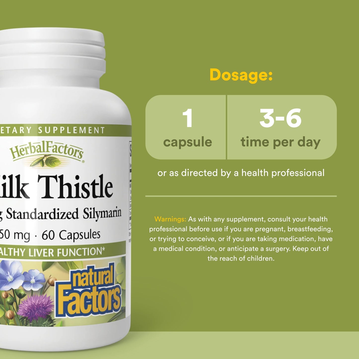 Natural Factors Milk Thistle 250 mg, 60 Capsules