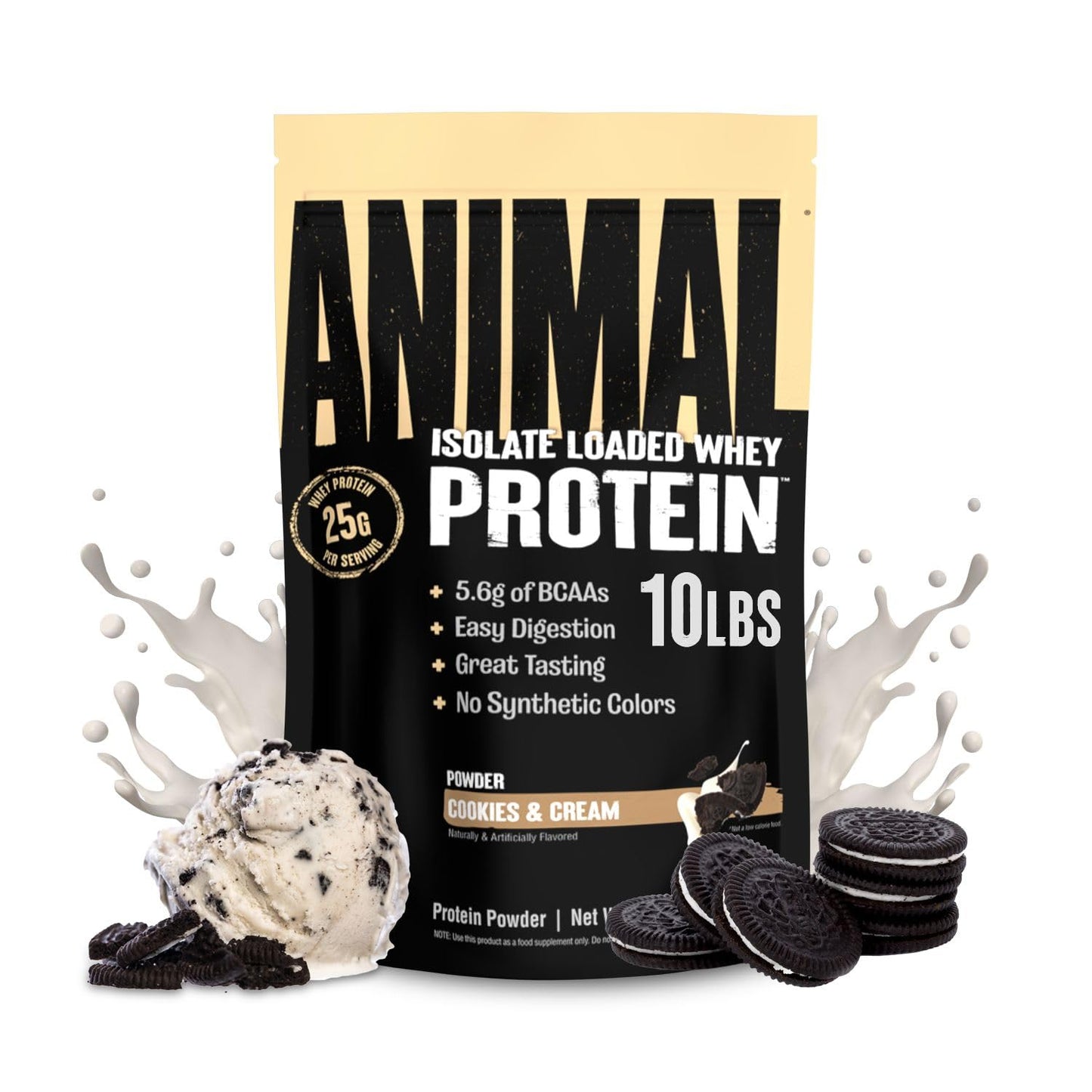Animal Whey Isolate Protein Powder Cookies & Cream 160 Servings