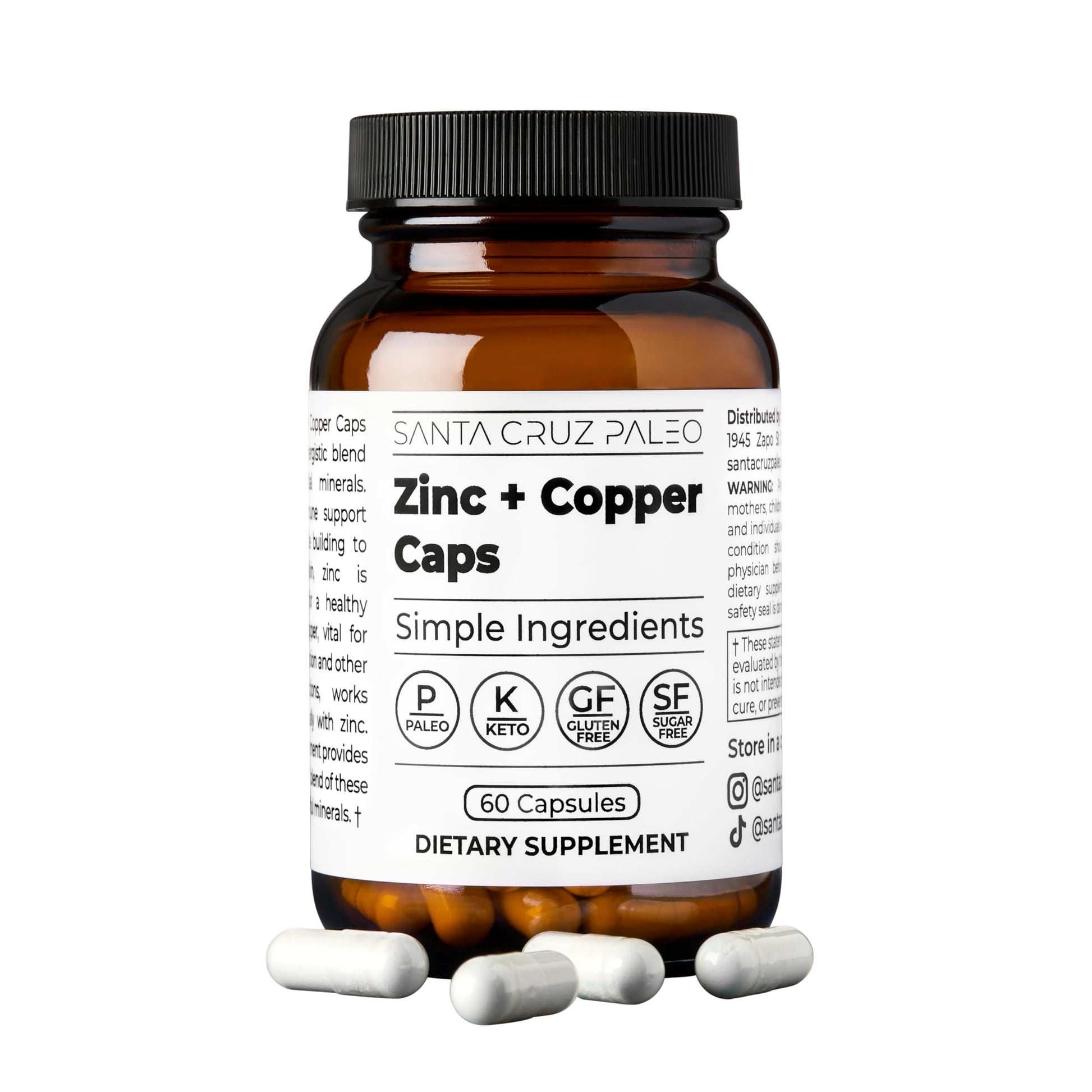 Santa Cruz Paleo Zinc & Copper Mineral Supplement Capsule, 60 Capsules