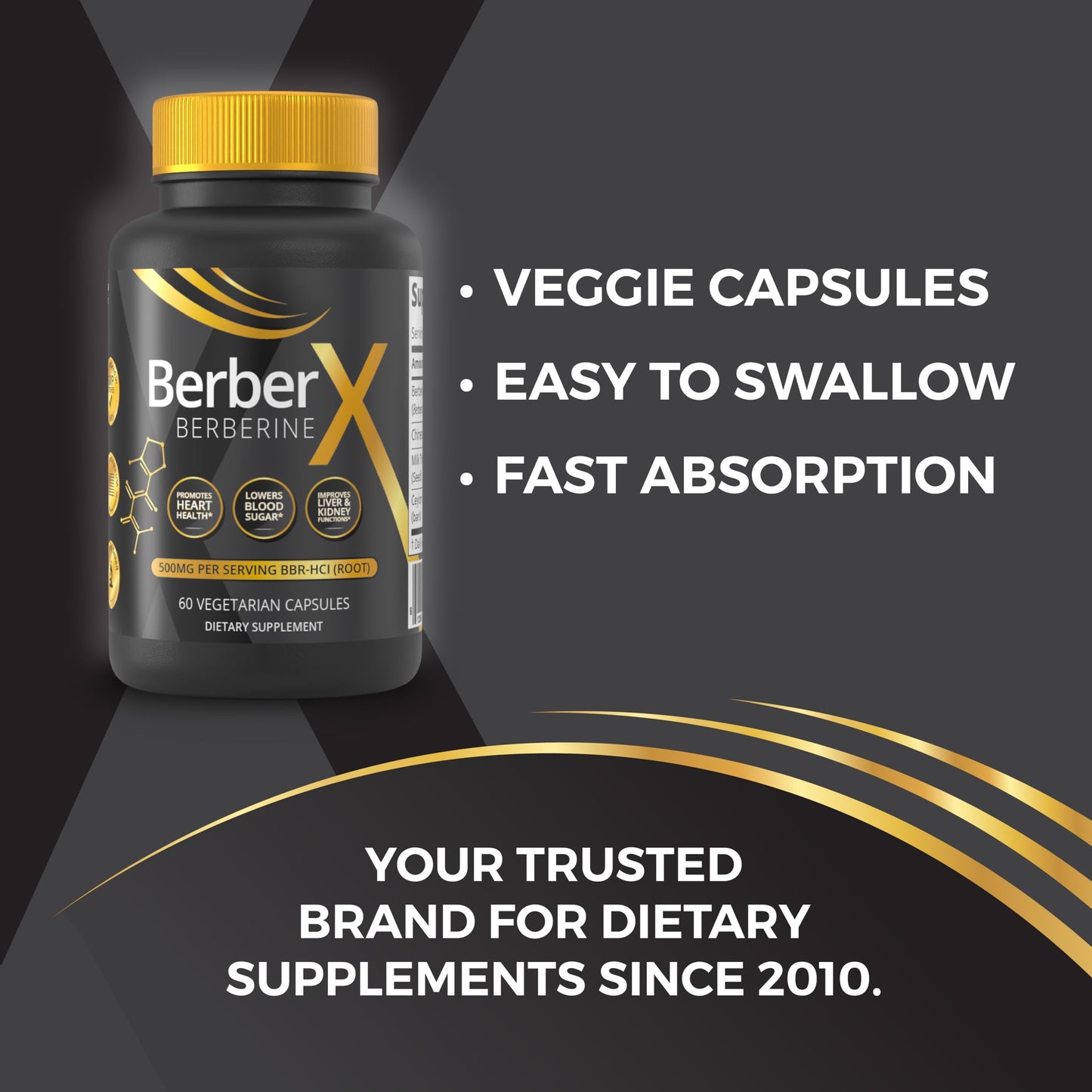 BerberX Berberine 500mg with Milk Thistle, Ceylon Cinnamon & Chinese Skullcap Capsules, 60 Count