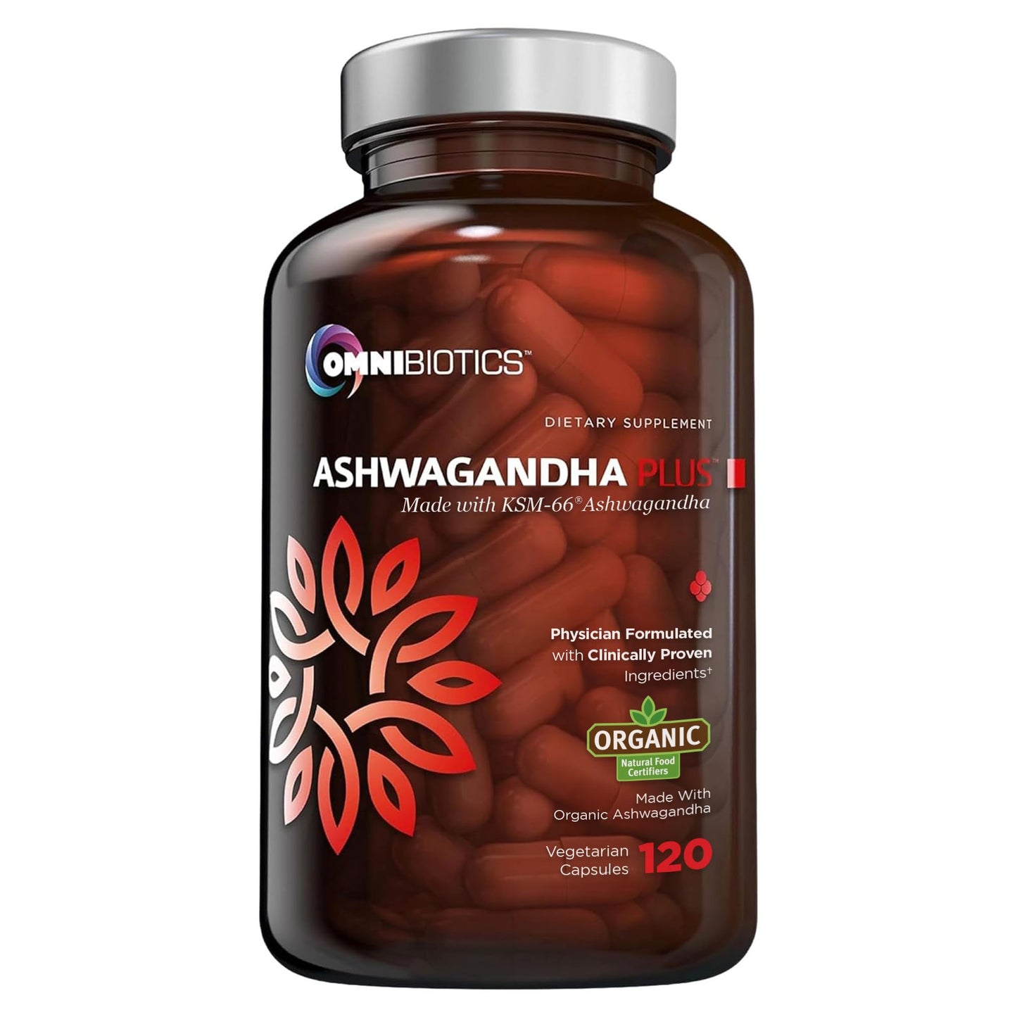 OmniBiotics Organic Ashwagandha Supplement Capsule 120 Count