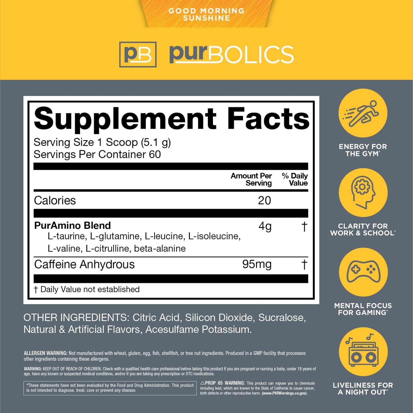 Purbolics Aminos + Energy Powder 10 Ounce