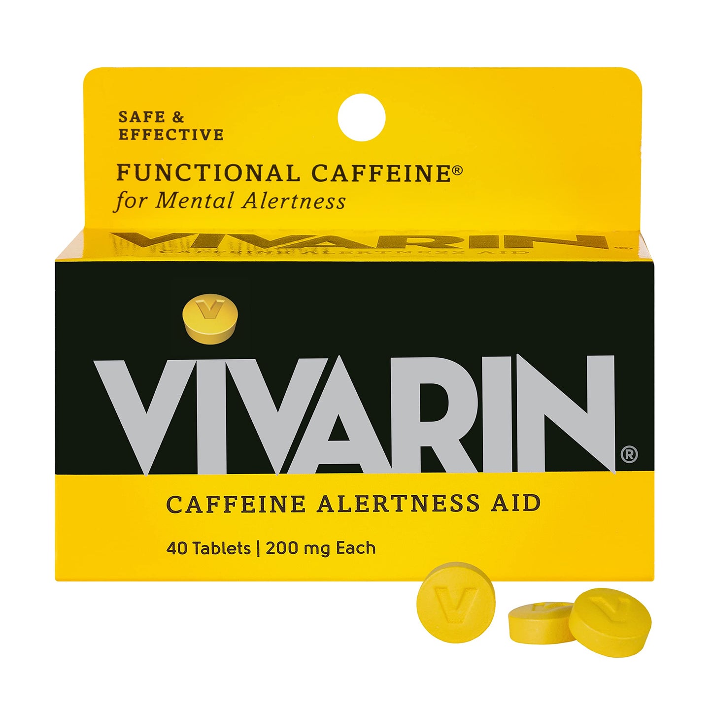 Vivarin Caffeine Pills 200mg Caffeine per Dose Tablet, 40 Tablets