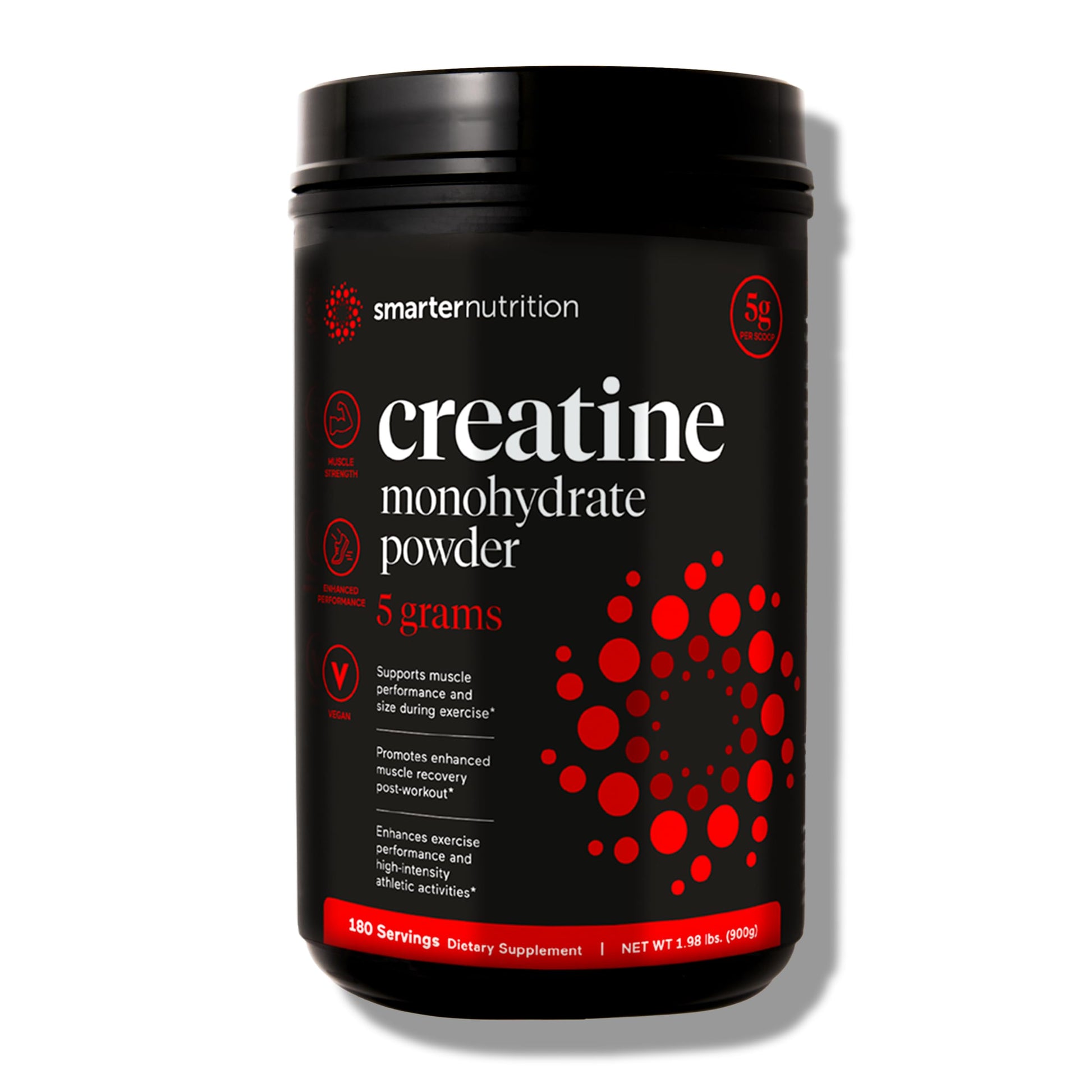 SMARTERNUTRITION Creatine Monohydrate Powder, 5000mg (5g) Per Serving, 180 Servings