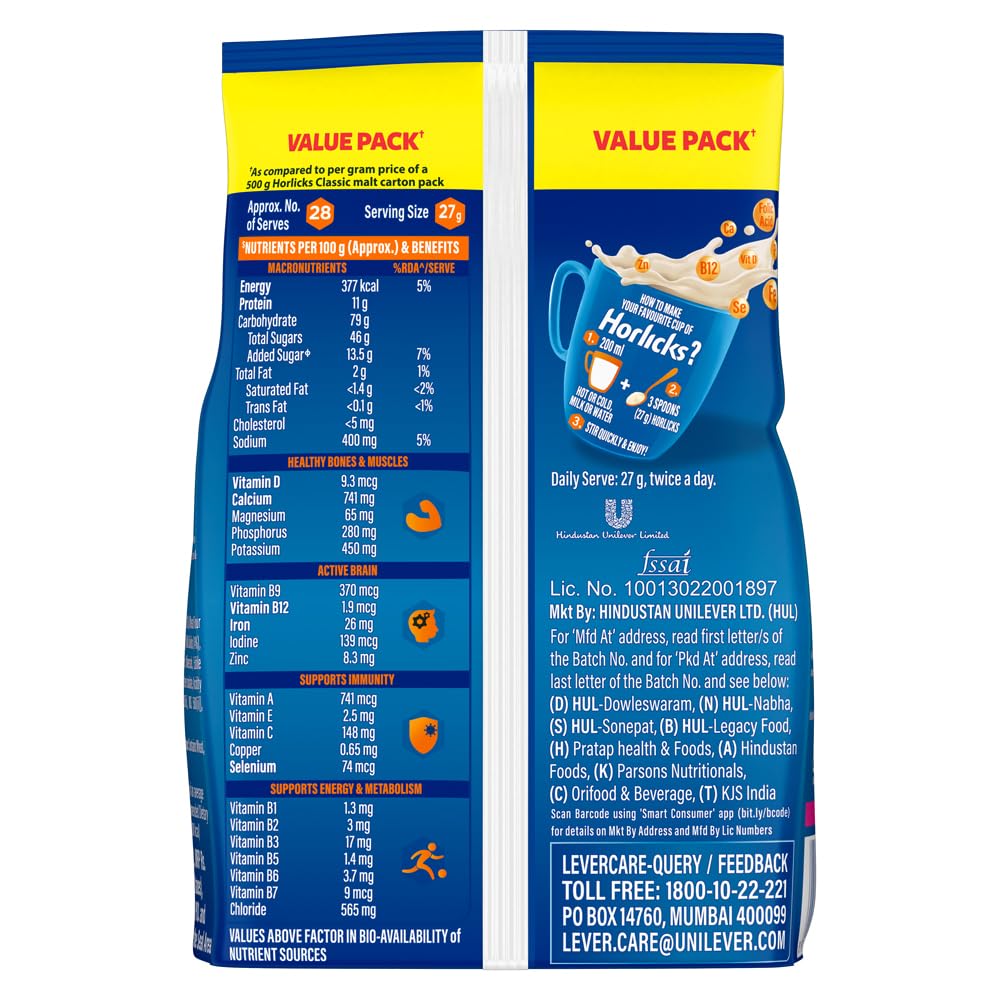 Horlicks Health And Nutrition Drink Powder 750 g Classic Malt