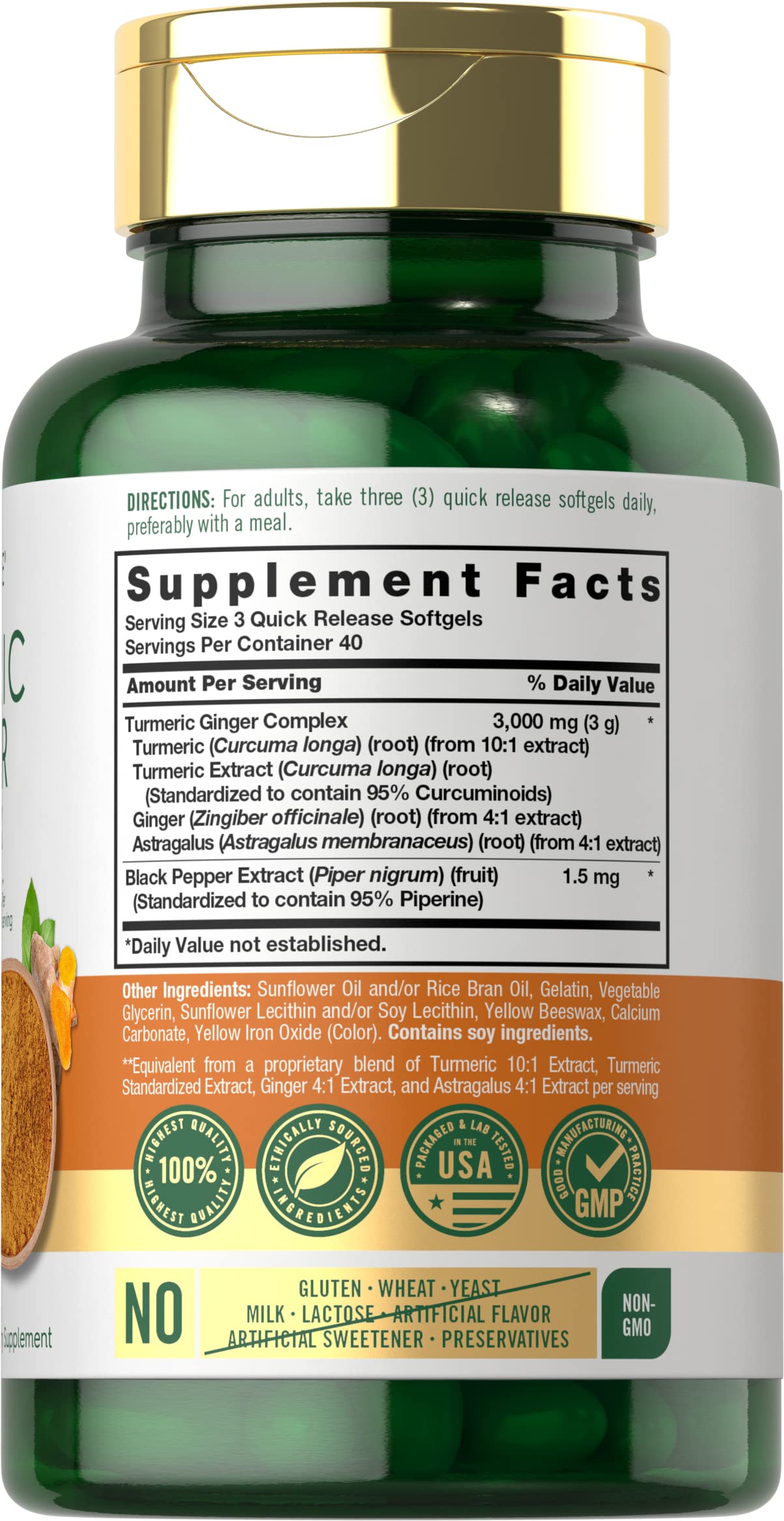 Carlyle Turmeric and Ginger Supplement Softgels 120