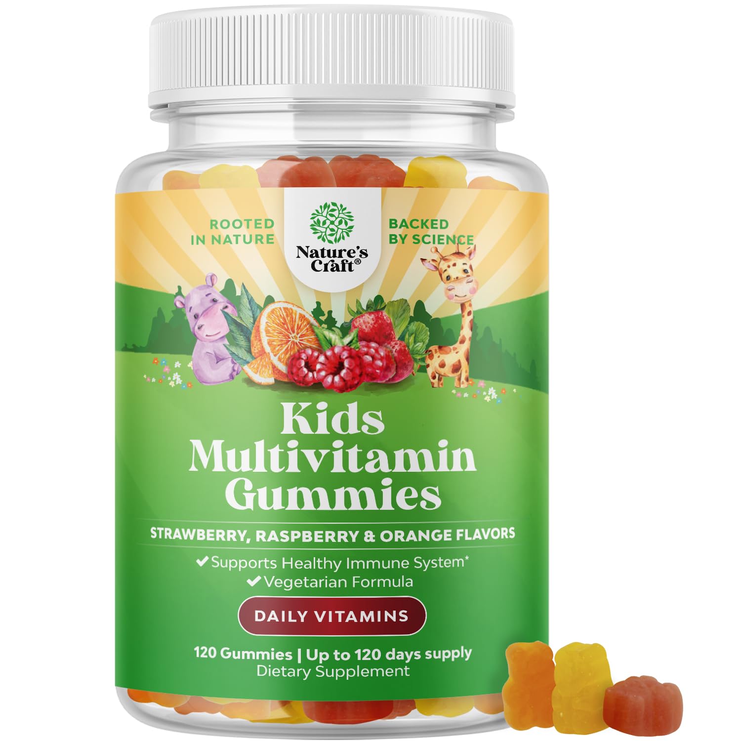 Natures Craft Plant Based Kids Multivitamin Gummies 120 Count