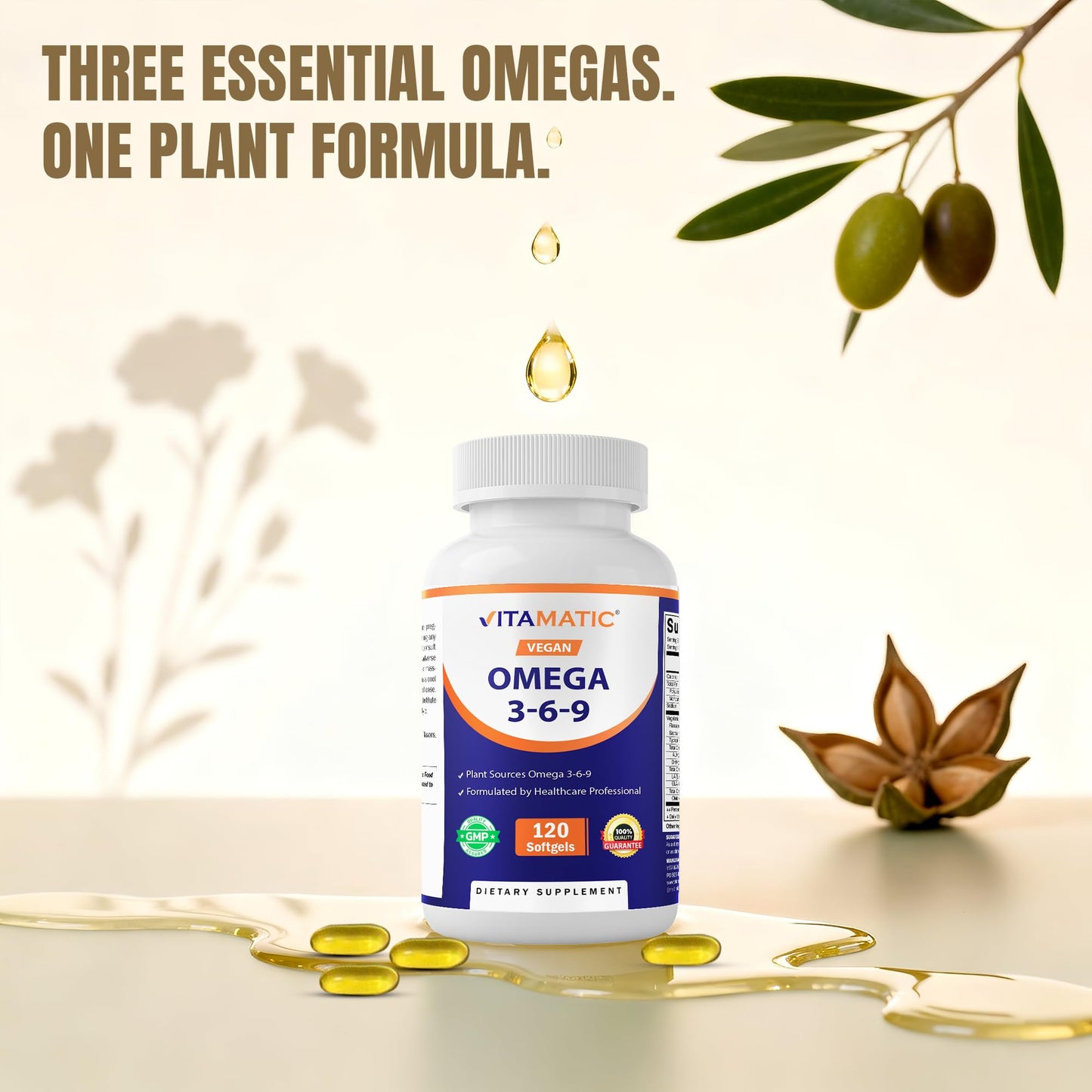 Vitamatic Vegan Omega 3-6-9 Complex 1250mg Softgel, 120 Softgels