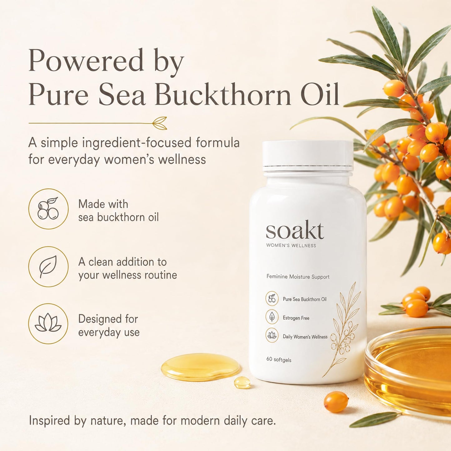 Three-Eyed Monster Soakt Sea Buckthorn Oil Softgels, 60 Count