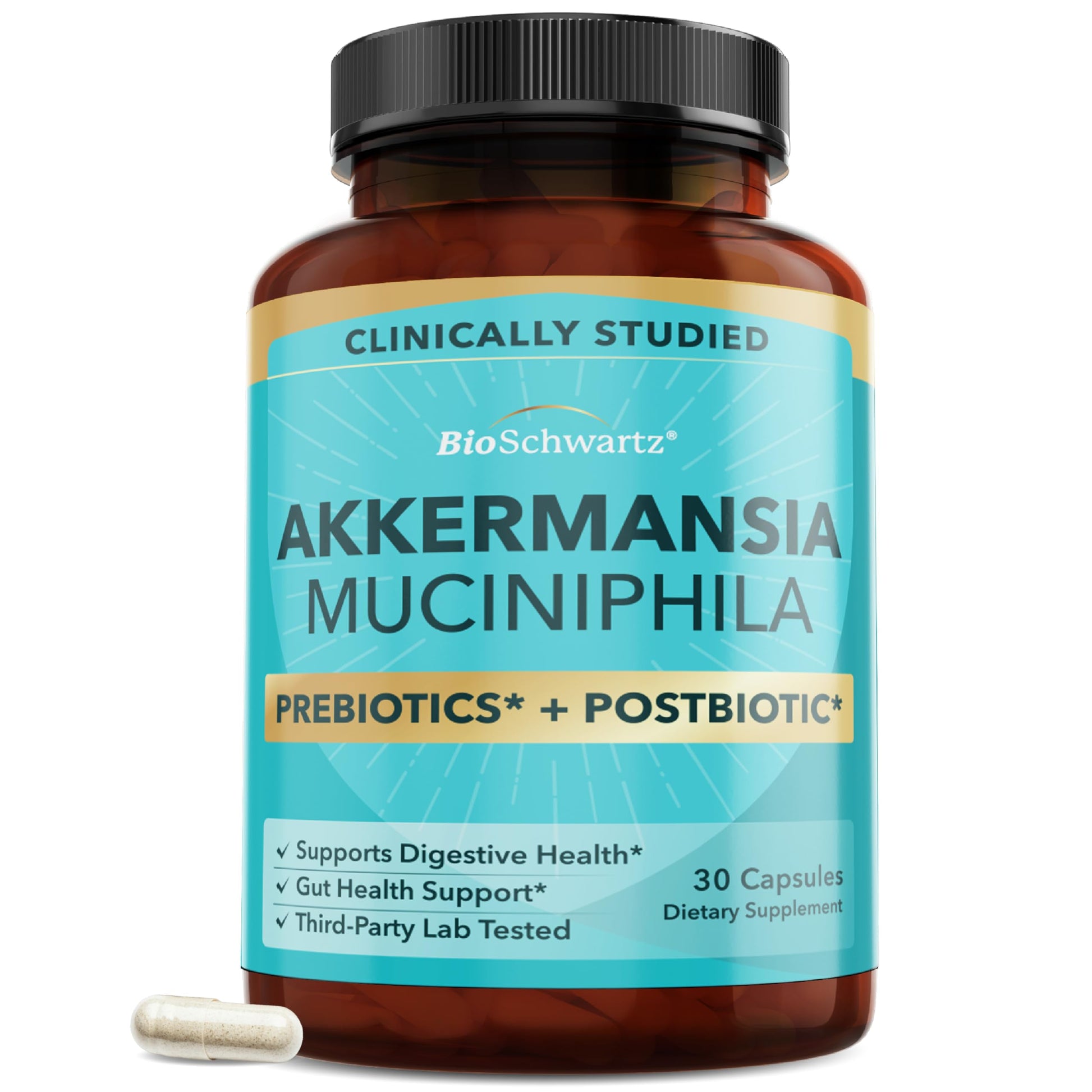 BioSchwartz Akkermansia Muciniphila Prebiotics & Postbiotic Capsules, 30 Capsules