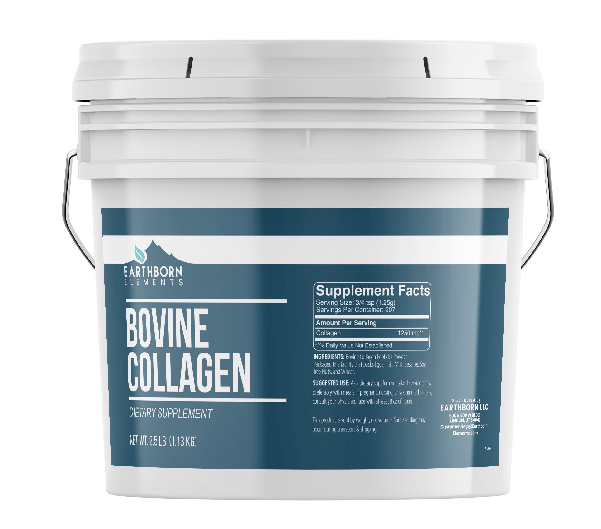 Earthborn Elements Bovine Collagen Peptides Powder 40 Servings
