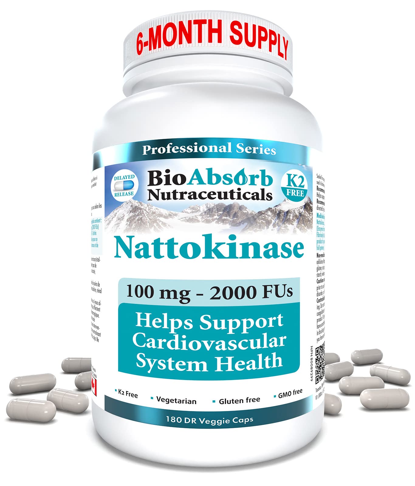 Bio Absorb Nutraceuticals Nattokinase Supplement Capsule 180 Count