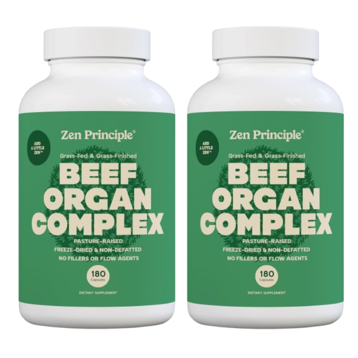 Zen Principle Grass Fed Beef Organs Desiccated Liver, Heart, Kidney, Pancreas, Spleen, Intestine & Tripe/Stomach Capsules 360