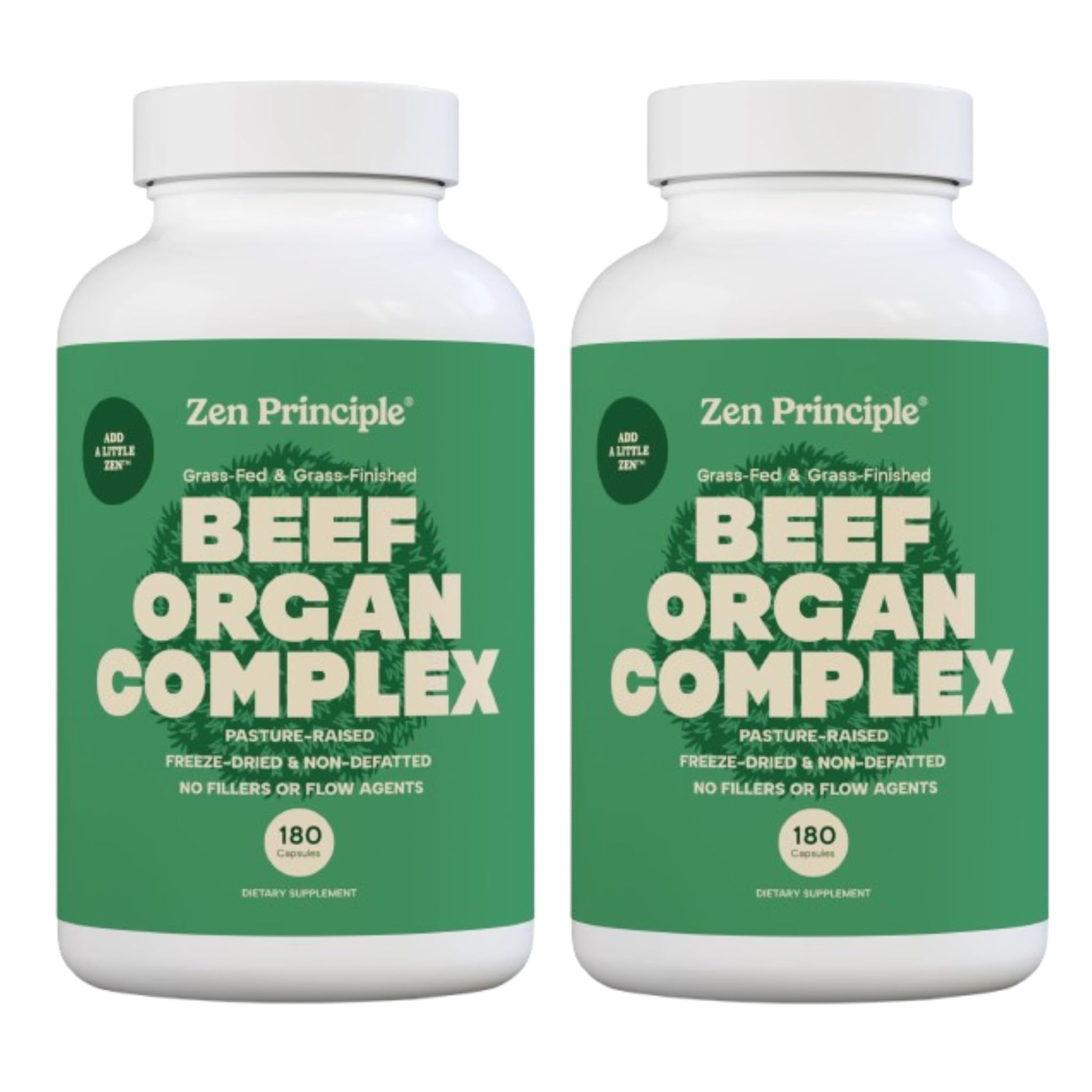 Zen Principle Grass Fed Beef Organs Desiccated Liver, Heart, Kidney, Pancreas, Spleen, Intestine & Tripe/Stomach Capsules 360