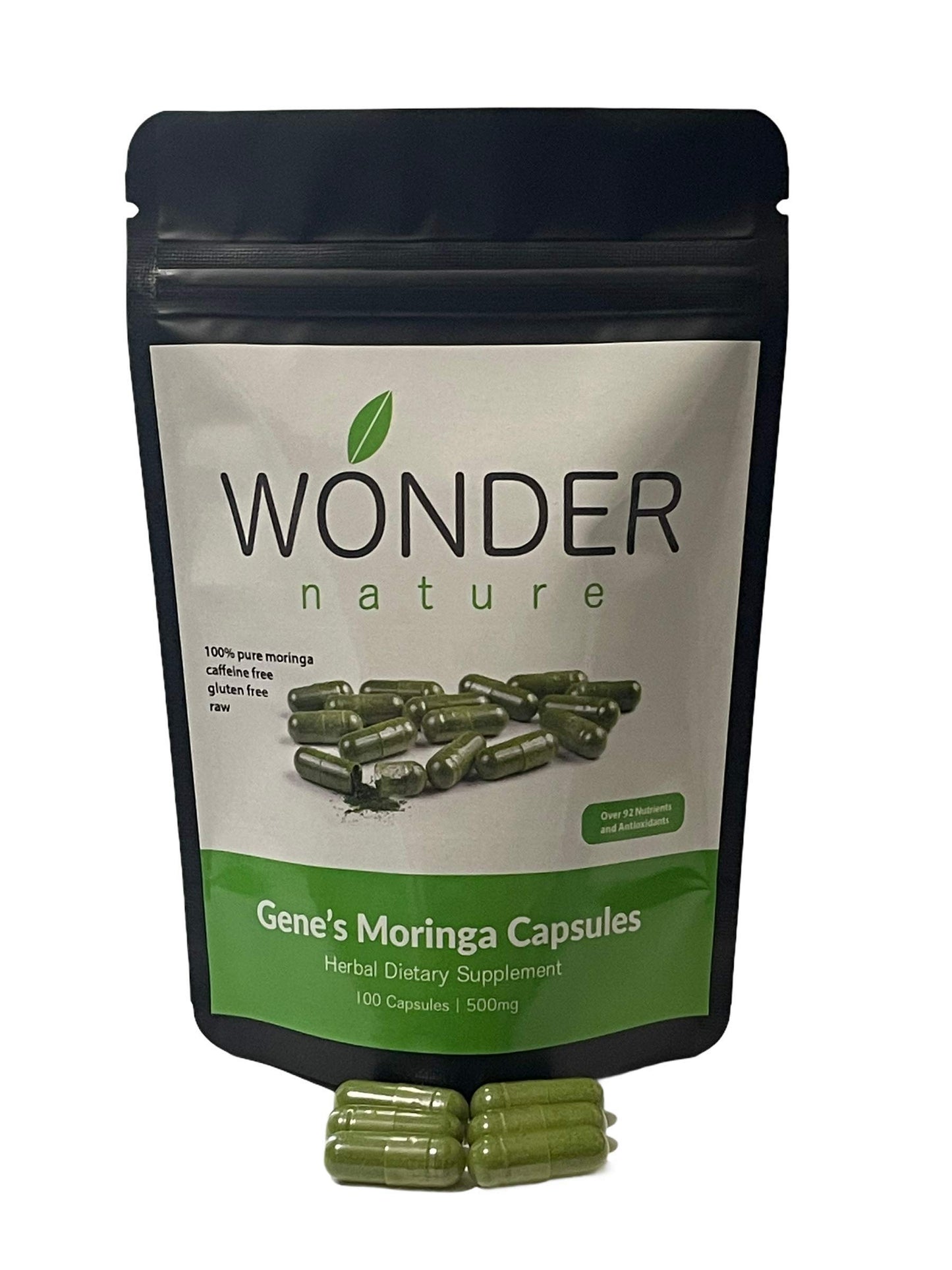 Wonder Nature Moringa Fine Green Powder Capsules, 100 Count
