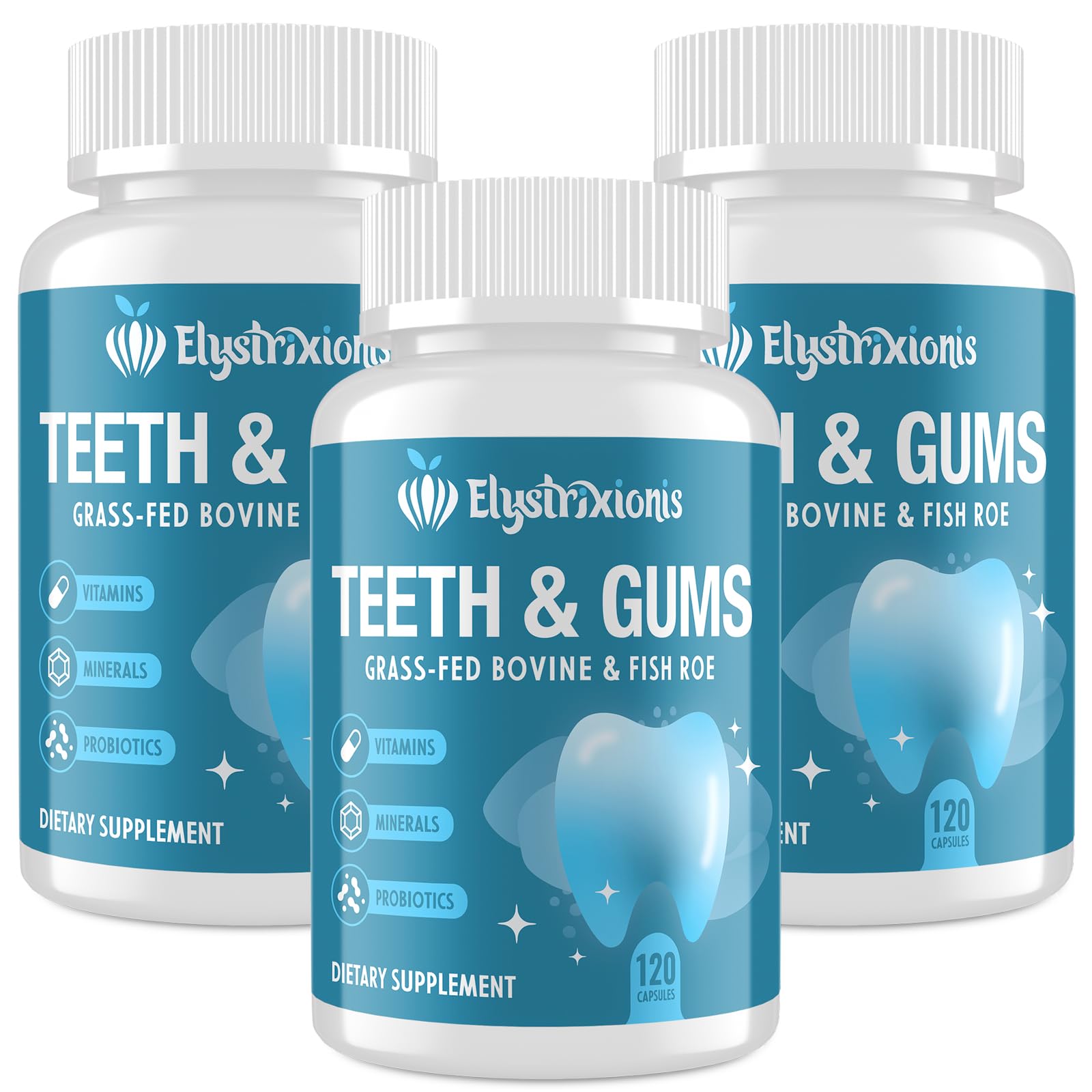 Elystrixionis Gum Restore Gum Repair for Receding Gums – Oral Health Formula with 3B CFU Probiotics, Calcium & Phosphorus, Vitamins D3, K2 & C, Capsules 360