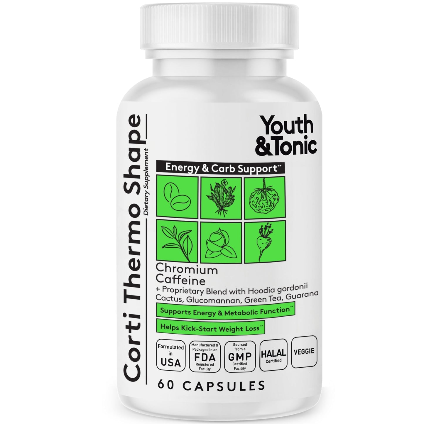 Youth & Tonic Corti-Thermo Shape Capsules, 60 Count