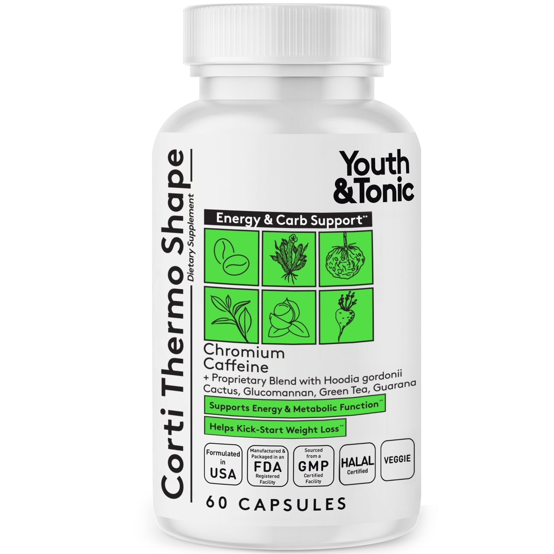 Youth & Tonic Corti-Thermo Shape Capsules, 60 Count