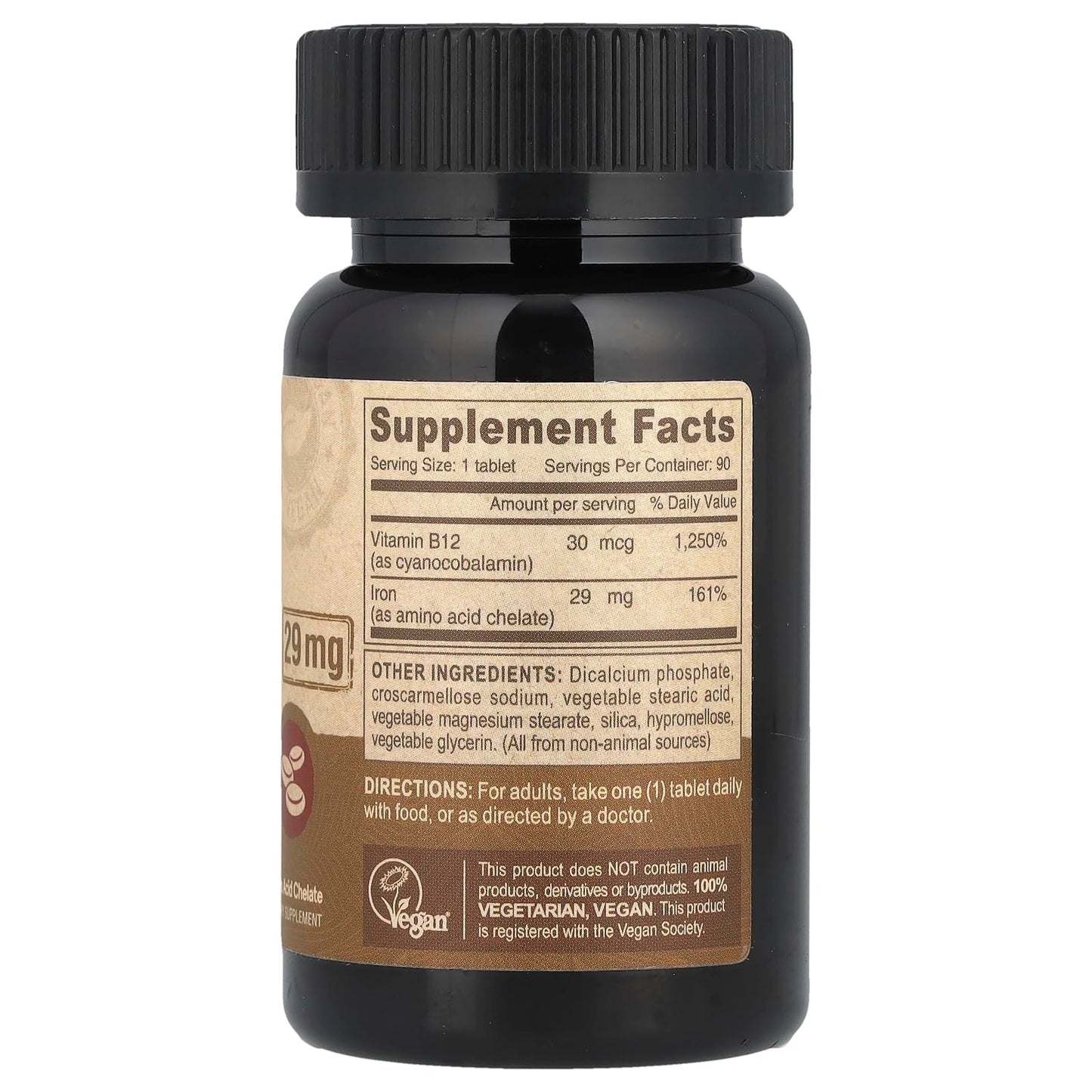 DEVA Vegan Chelated Iron 29 mg with B-12 Tablets, 90 Count