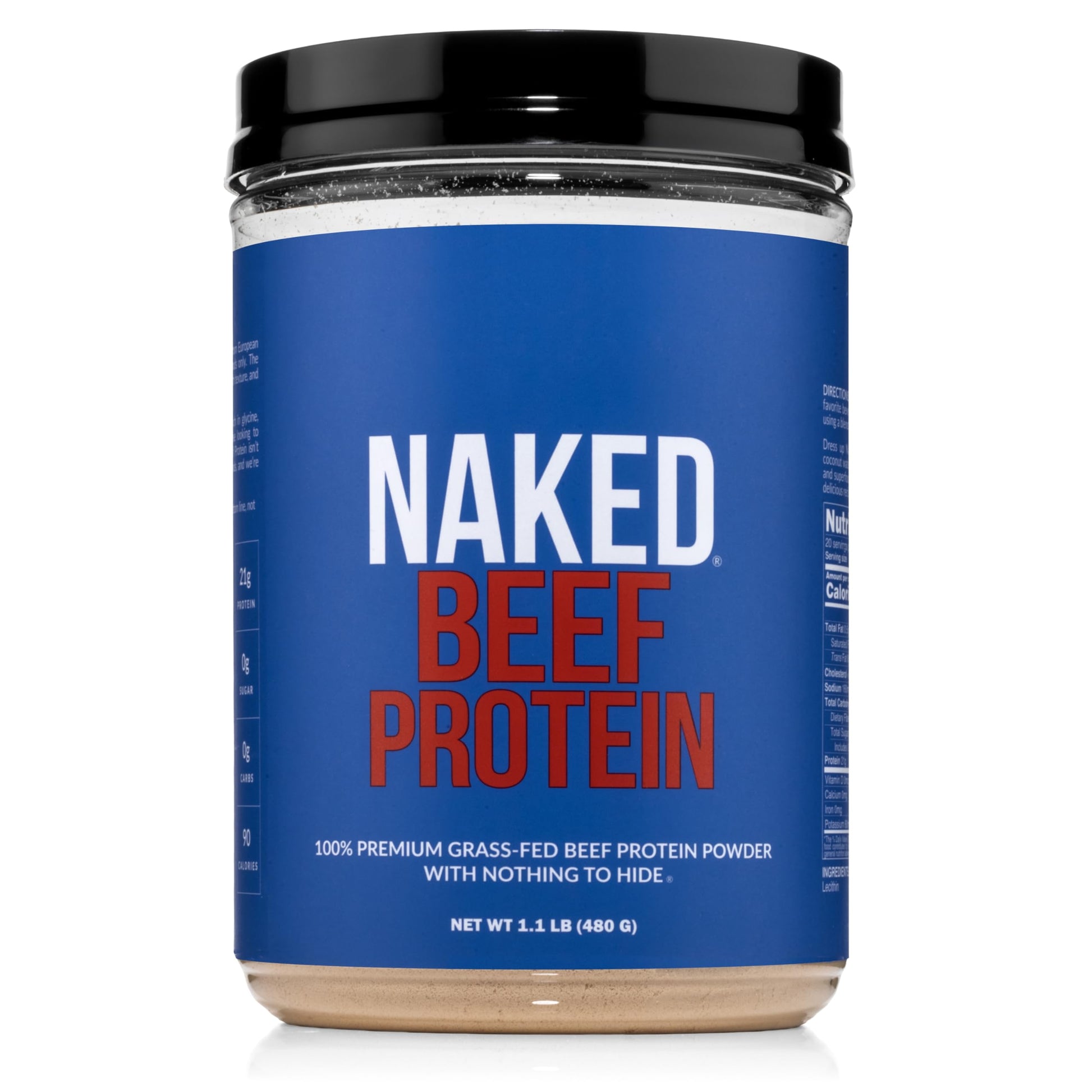 NAKED Beef Protein Isolate Powder - Grass Fed European Beef Bones, 21g Protein, 0g Carbs, Collagen, Amino Acids, Dairy Free, No Artificial Ingredients, Paleo Keto Carnivore Friendly, Unflavored - 17.9 oz