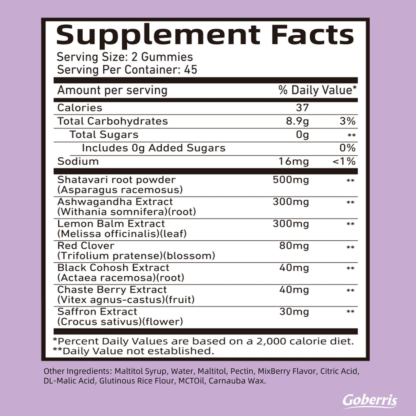 Goberris Menopause Gummies 90 Count
