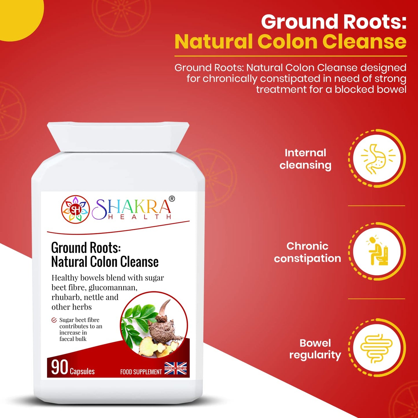 SH SHAKRA HEALTH Ground Roots: Natural Colon Cleanse Capsule, 1 Count