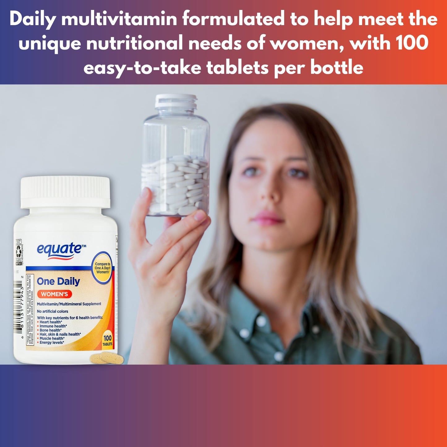FUSION SHOP STORE Multivitamin Multimineral for Women One Daily Supplement Tablets, 100 Count