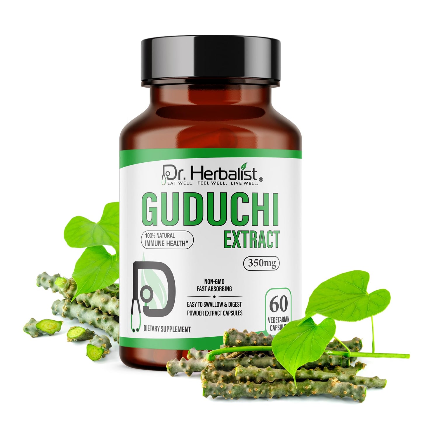 Dr. HERBALIST Guduchi Extract Capsules 350mg Tinospora cordifolia with tinosporin and giloin Supports Immune System Function & Healthy Stress Response* 60 Capsules