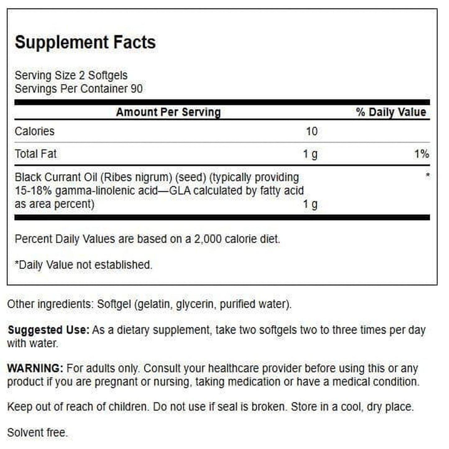 Swanson Black Currant Seed Oil 500 mg Softgel 180 Count