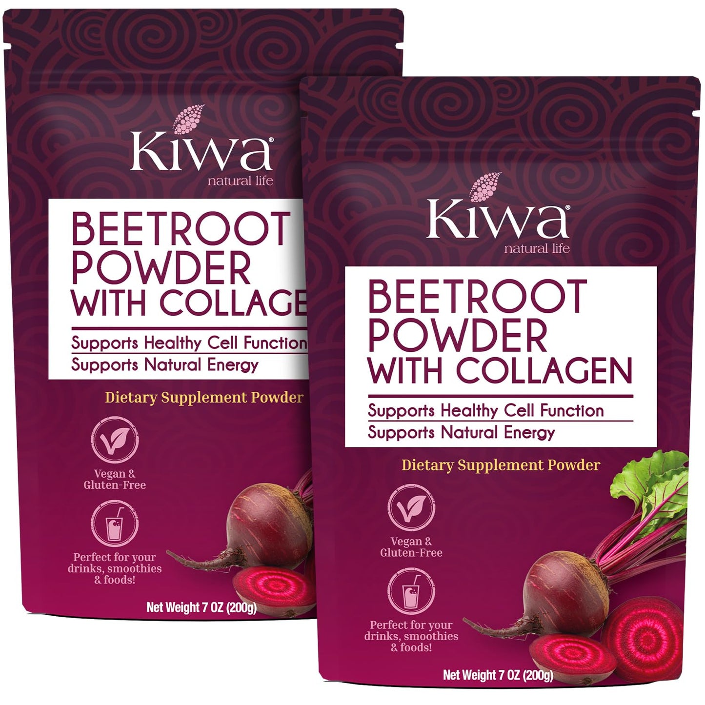 Kiwa Beetroot Powder with Collagen, 14 oz