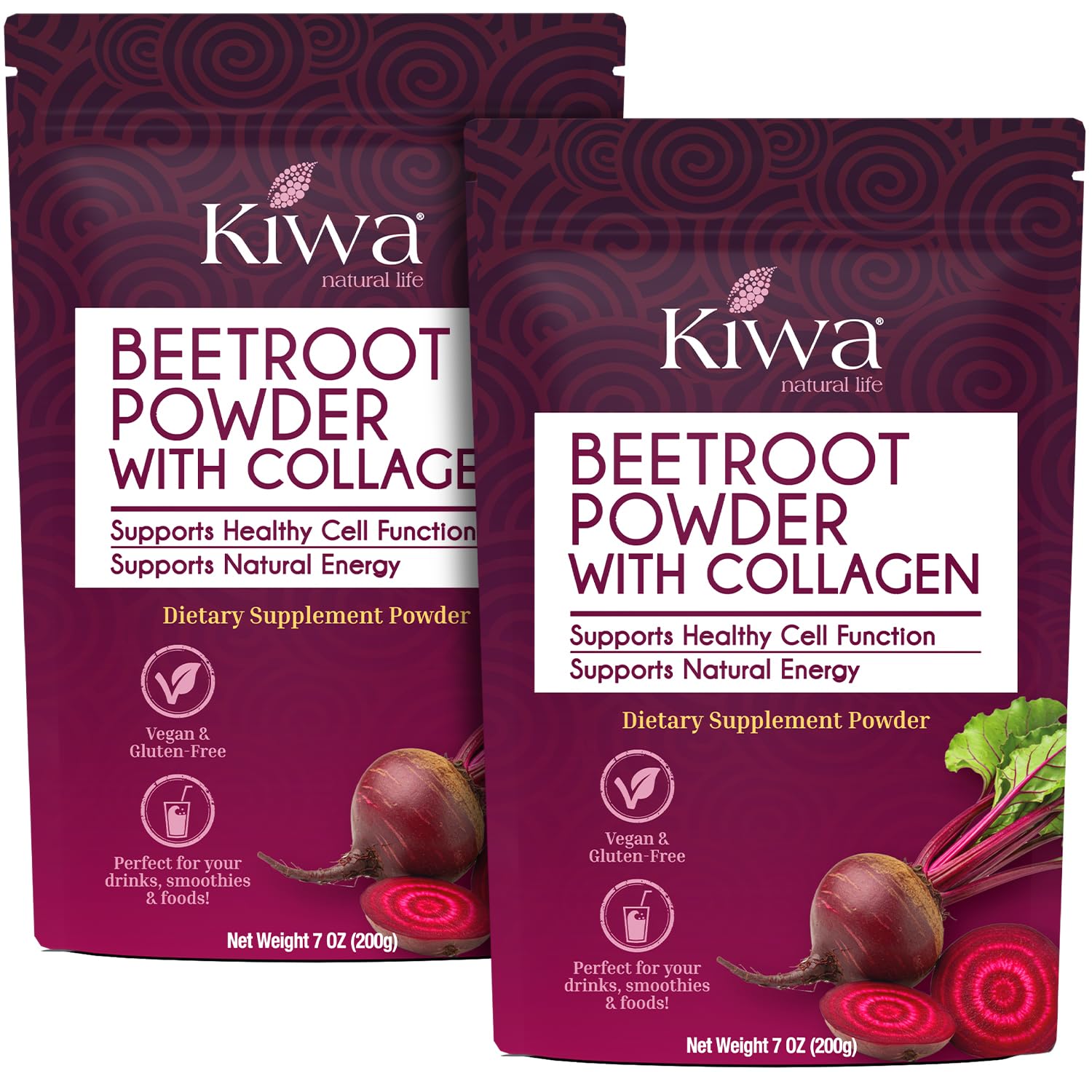 Kiwa Beetroot Powder with Collagen, 14 oz