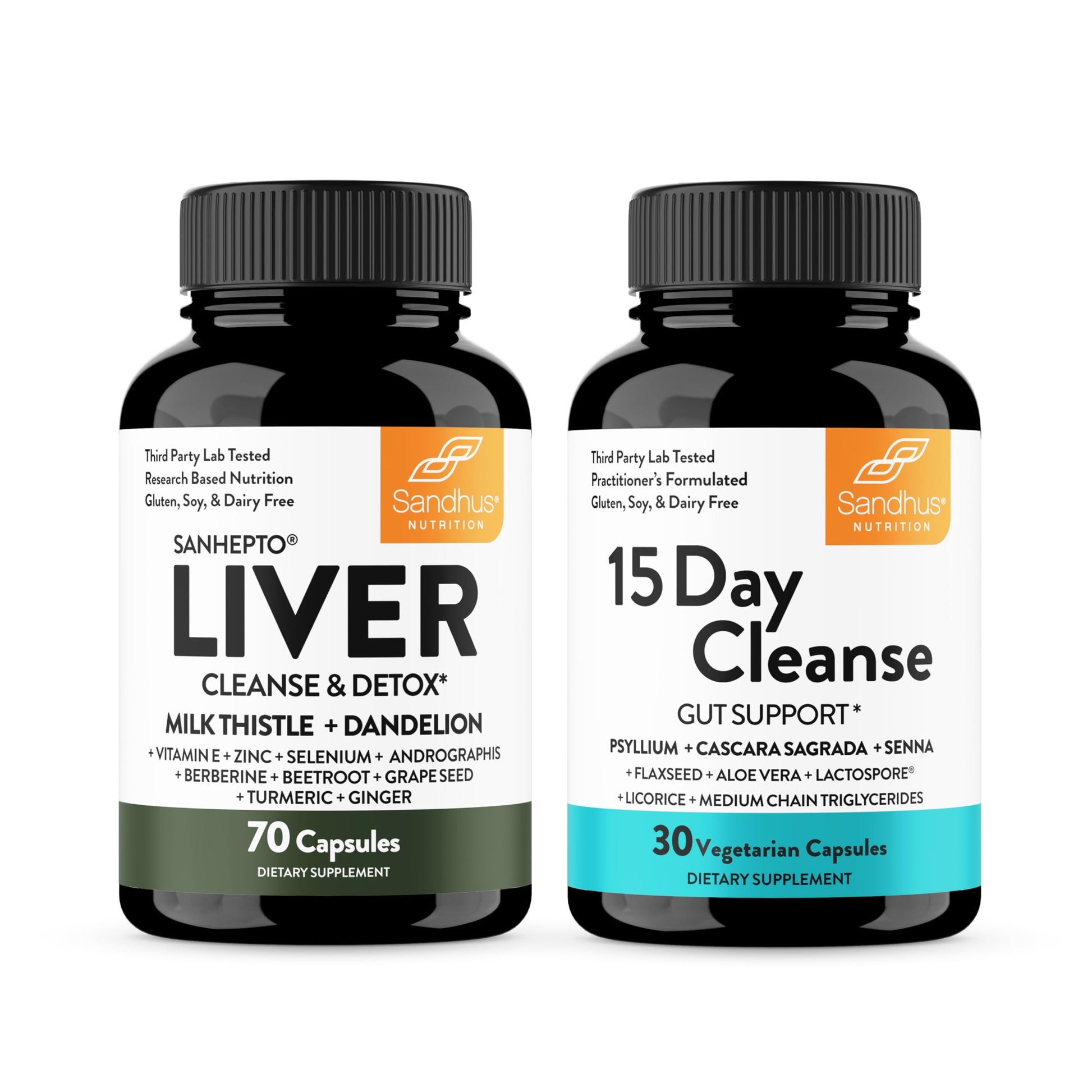 Sandhu's Liver Renew Cleanse Detox Support & 15 Day Gut Cleanse Support Supplement for Women & Men Capsules 100 Count