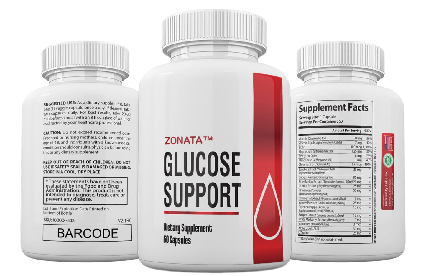 Zonata Glucose Support Capsules, 60 Capsules