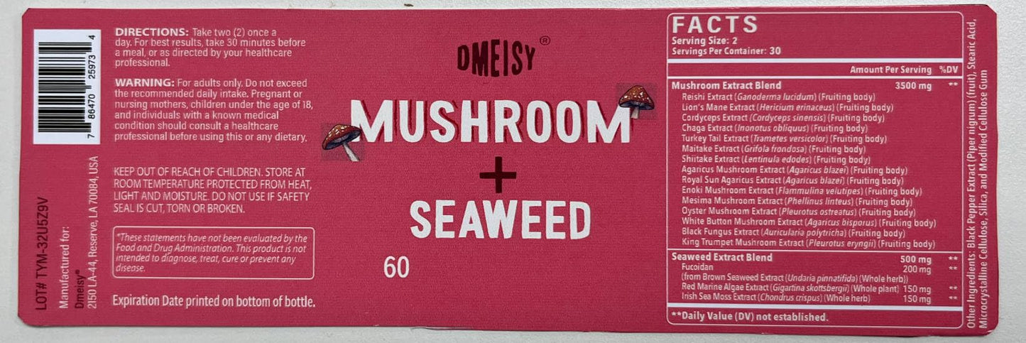 Dmeisy Sublingual Mushroom Complex Plant Chewable Pieces 60 Count
