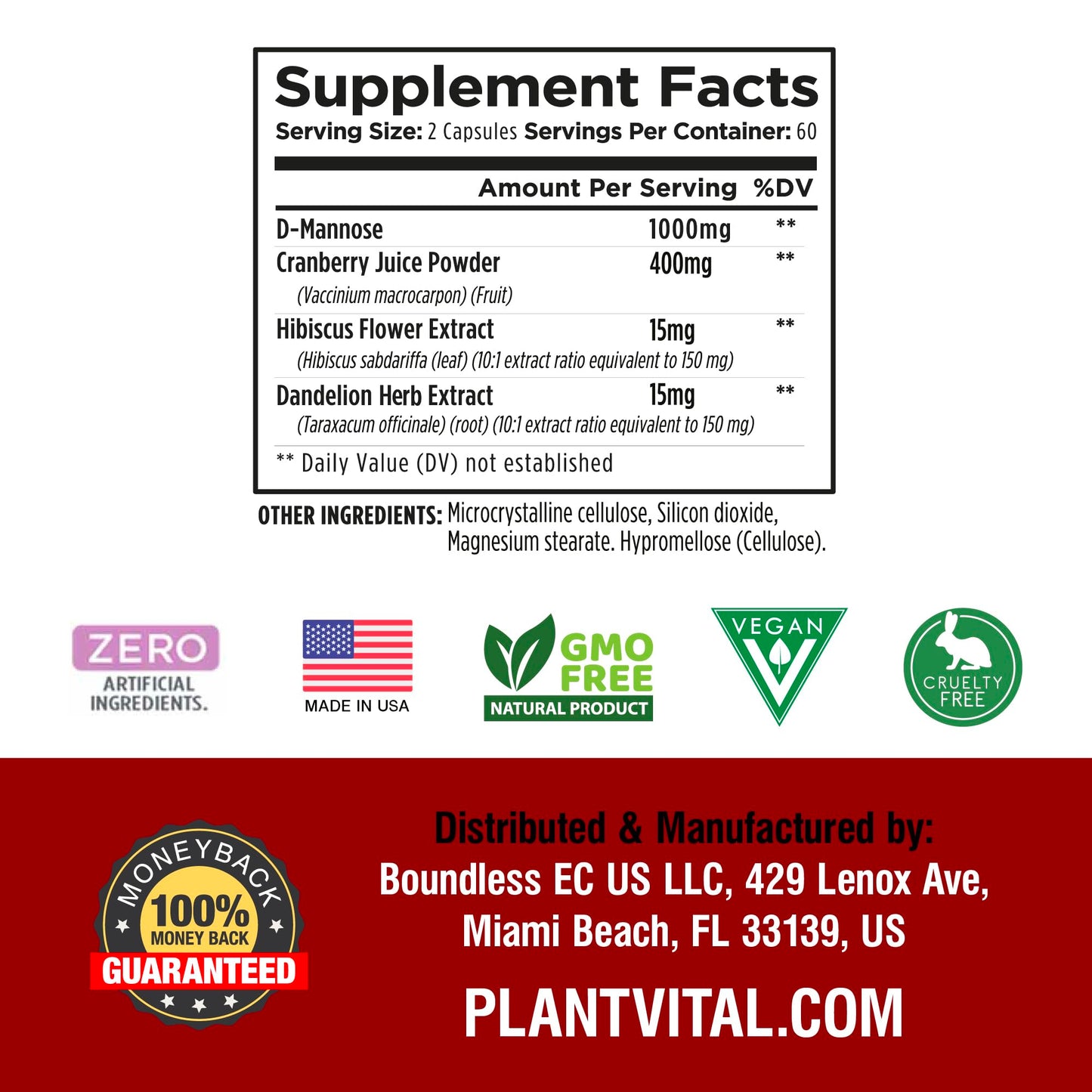 Plantvital Bundle Power Duo Berberine 500mg & D Mannose with Cranberry 1000mg, 240 Capsules