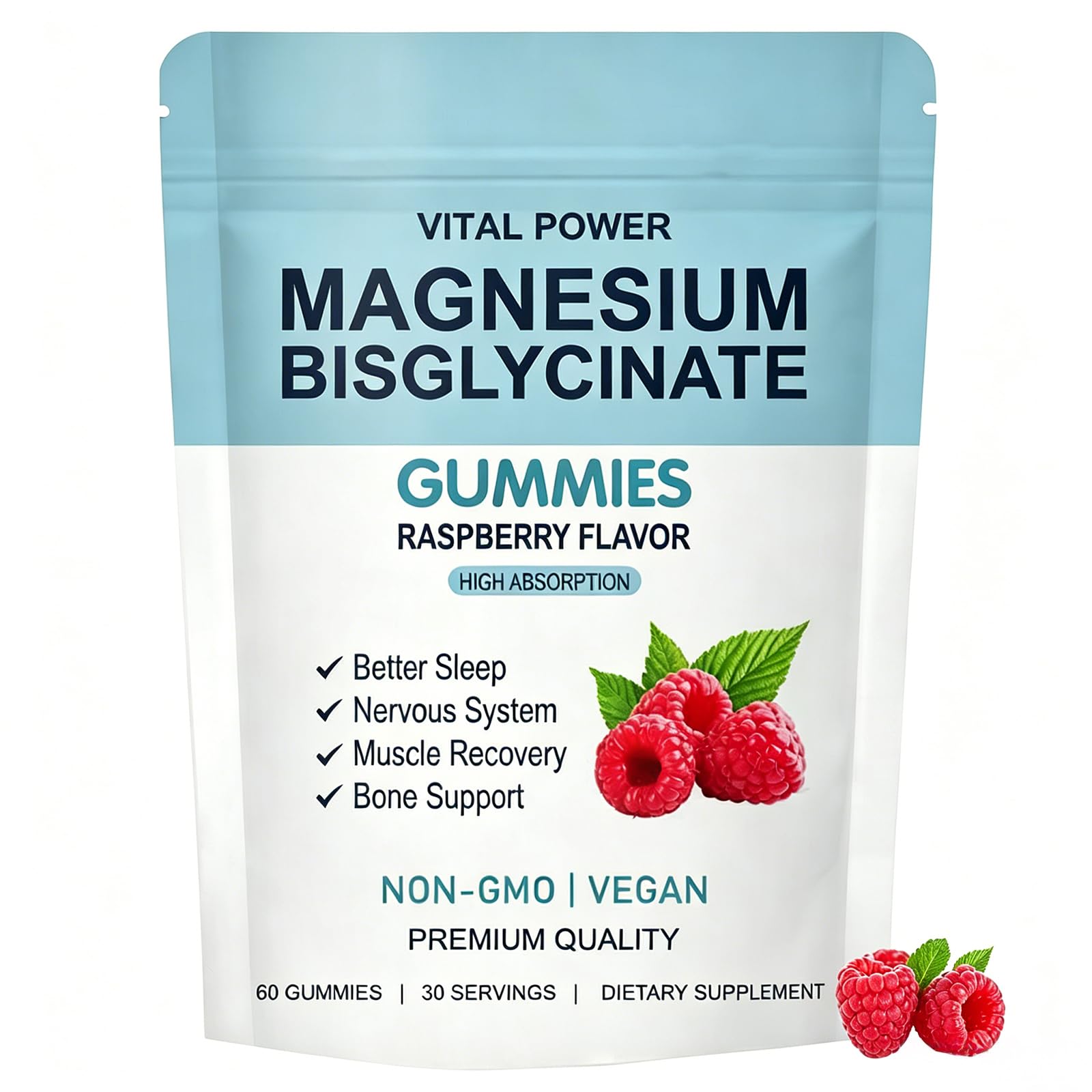VITAL POWER Magnesium Bisglycinate Gummies, 60 Gummies