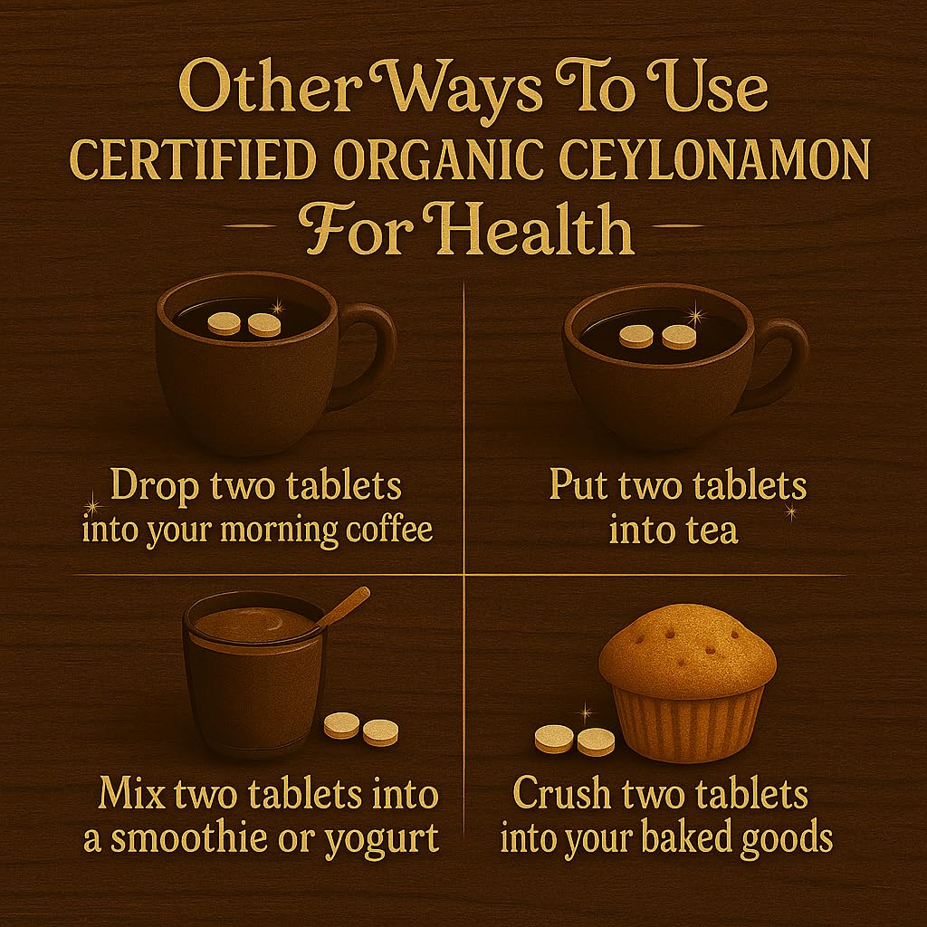Me First Living MFL Ceylon Cinnamon 1000mg, 100% Certified Organic Ceylon Cinnamon, Non-GMO, True Cinnamon, Metabolism Support, Antioxidant, 60 Tablets