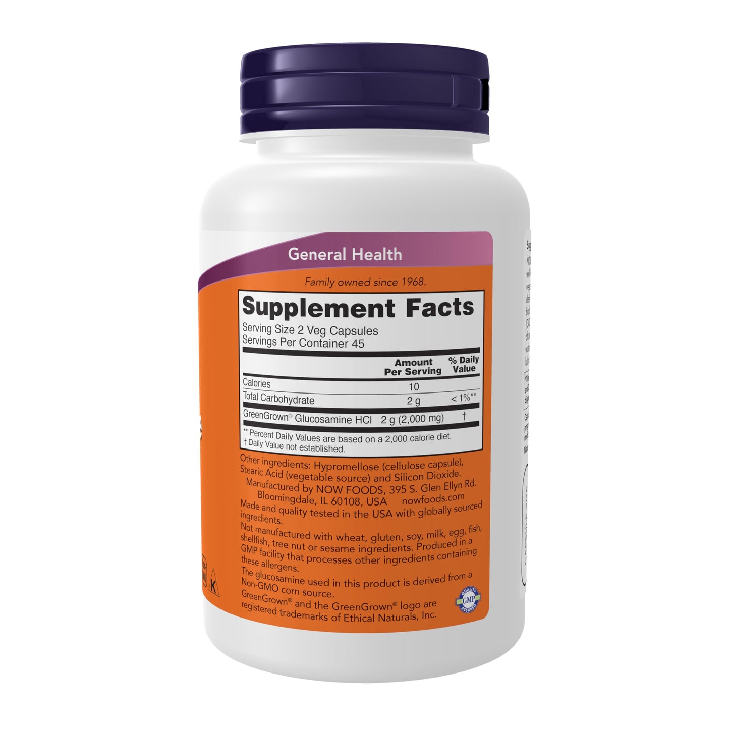 NOW Foods Glucosamine 1000 GreenGrown, Vegetarian, Capsule, 90 Veg Capsules