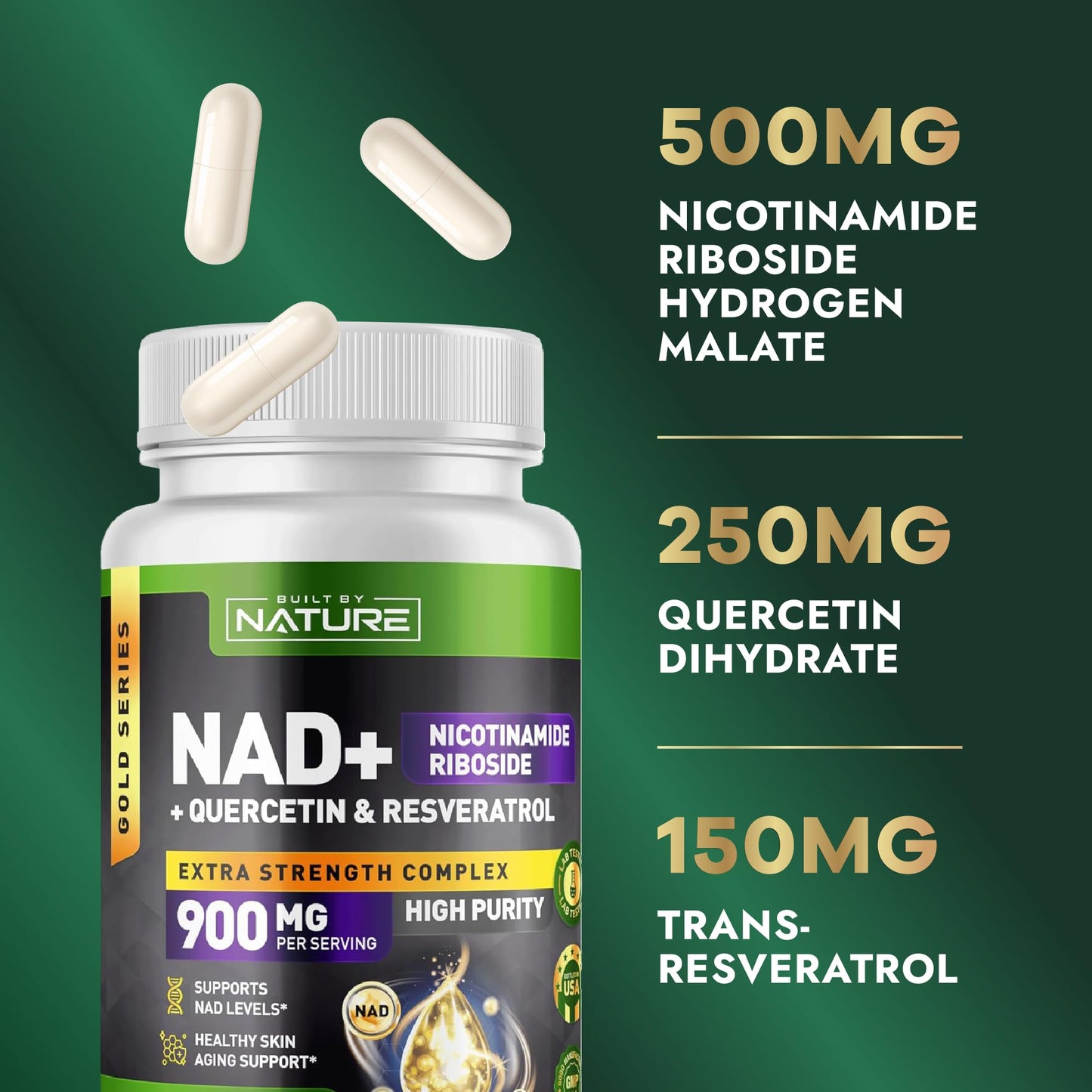 Built by Nature NAD Supplement Capsules 90 Count