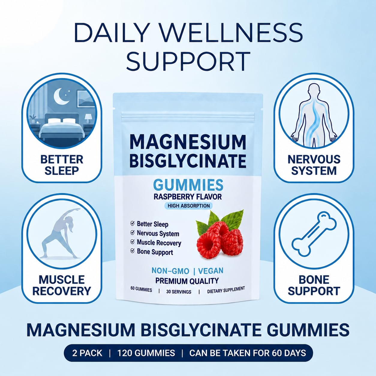 JUMUR Magnesium Glycinate Gummies 500mg 120 Count