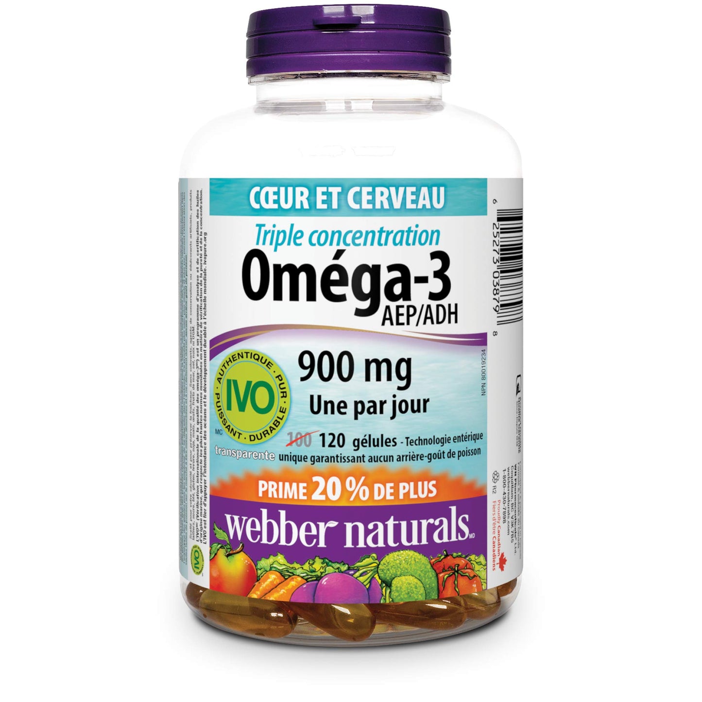 Webber Naturals Omega-3 Softgels, Triple Strength, 900 mg, 120-Count
