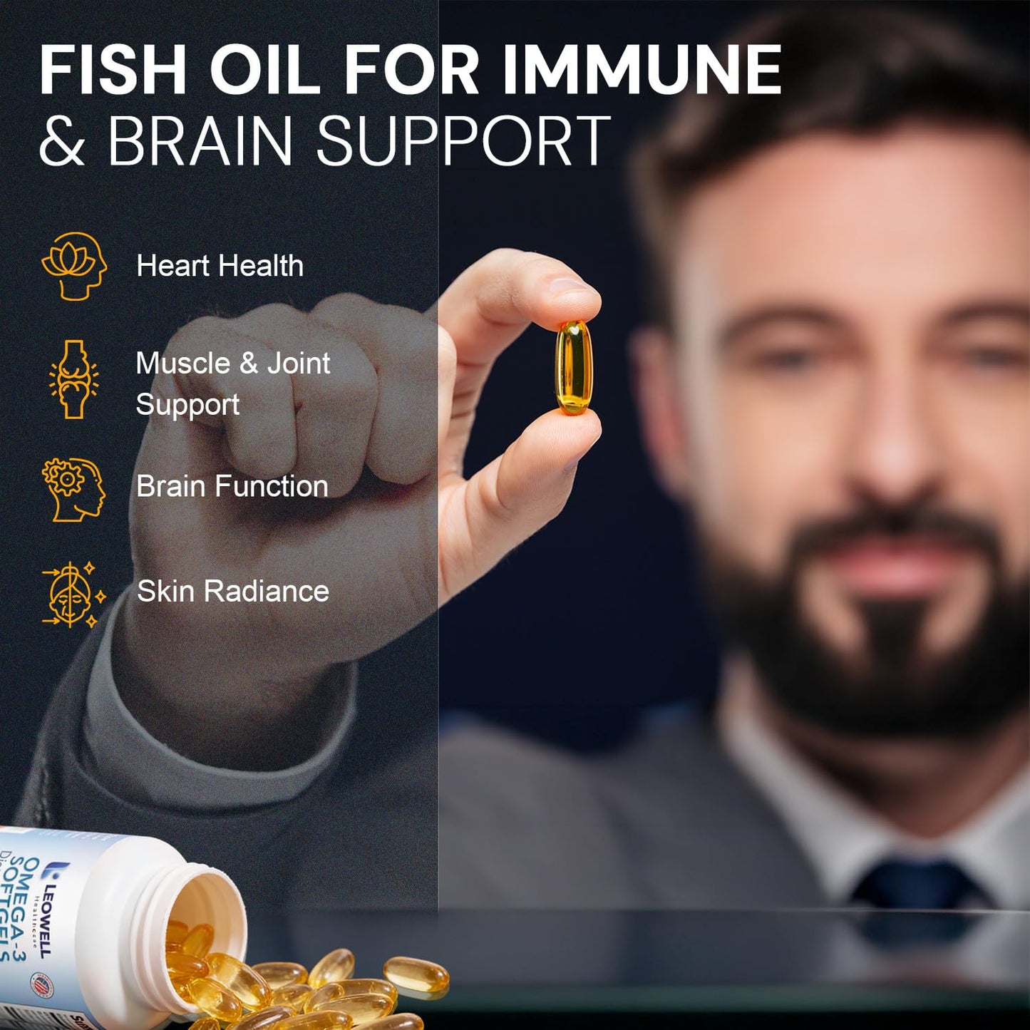 LEOWELL HEALTHCARE Omega-3 Capsules, 30 Count