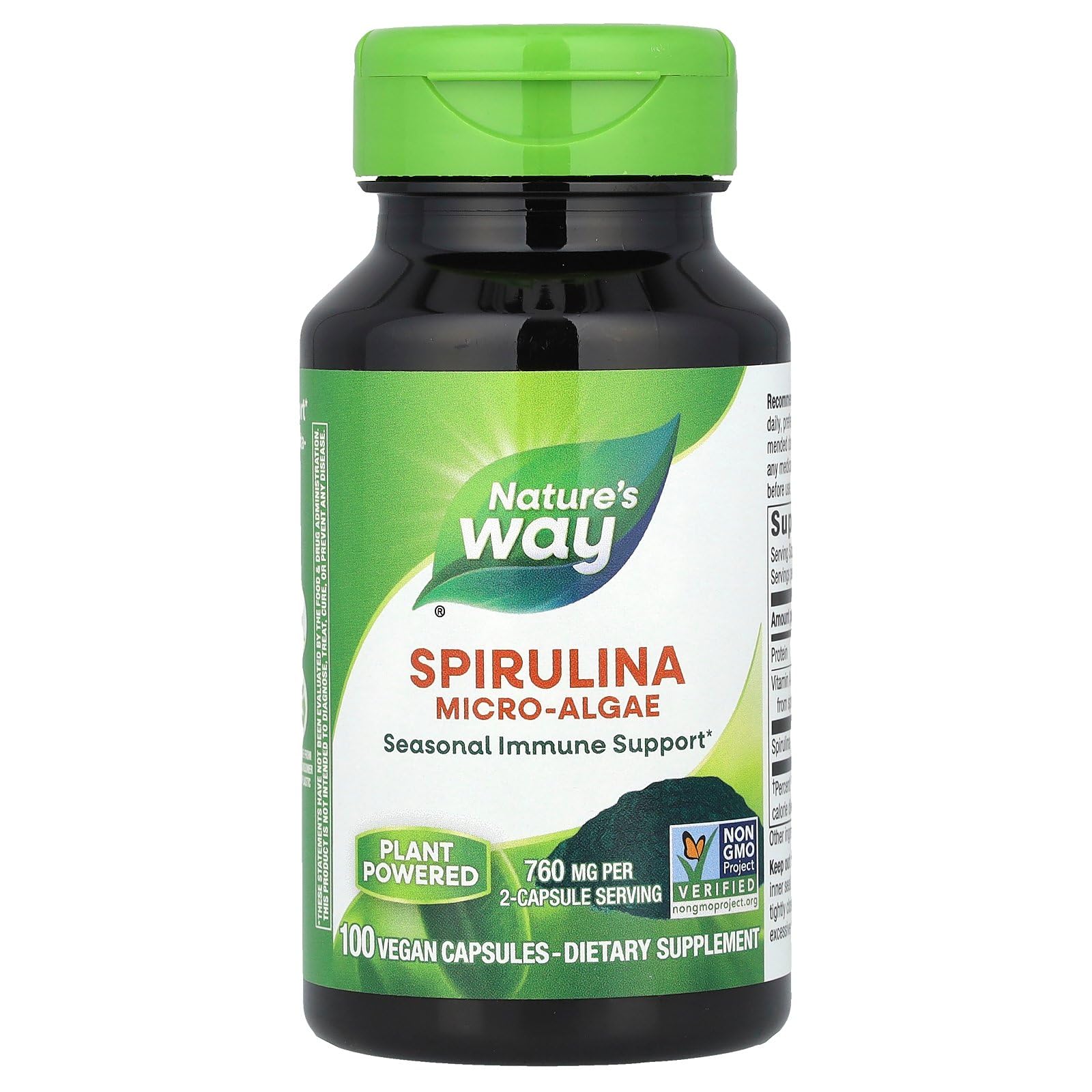 Nature's Way Spirulina Micro-Algae Vegetarian Capsule, 100 Capsules