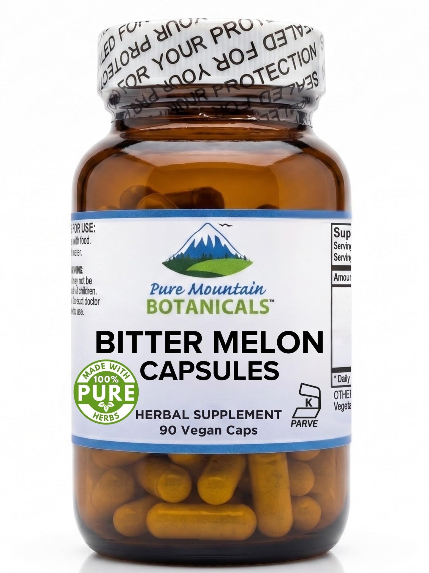 Pure Mountain Botanicals Bitter Melon Capsules 500mg Bitter Melon Extract, 90 Capsules